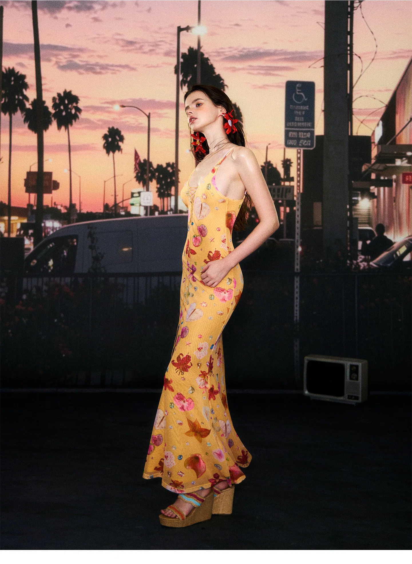 Lace-Up Mesh Mermaid Dress