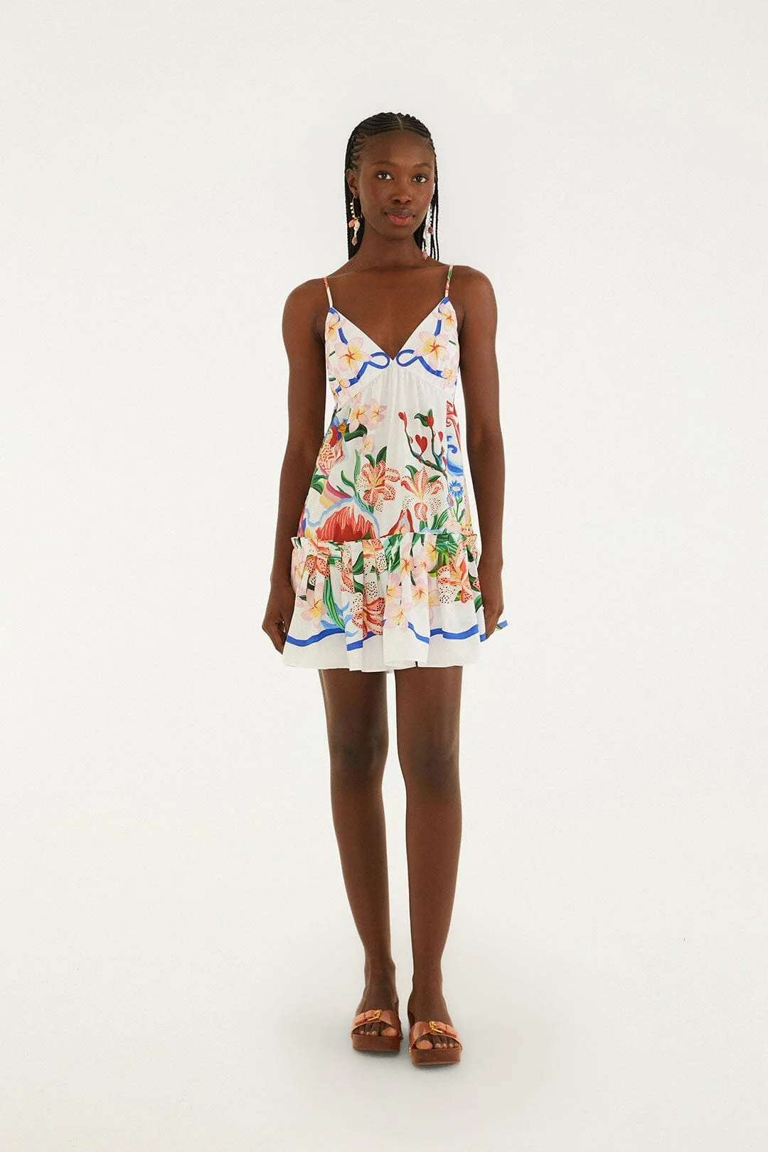 Off-White Garden Of Life Scarf Ruffled Mini Dress