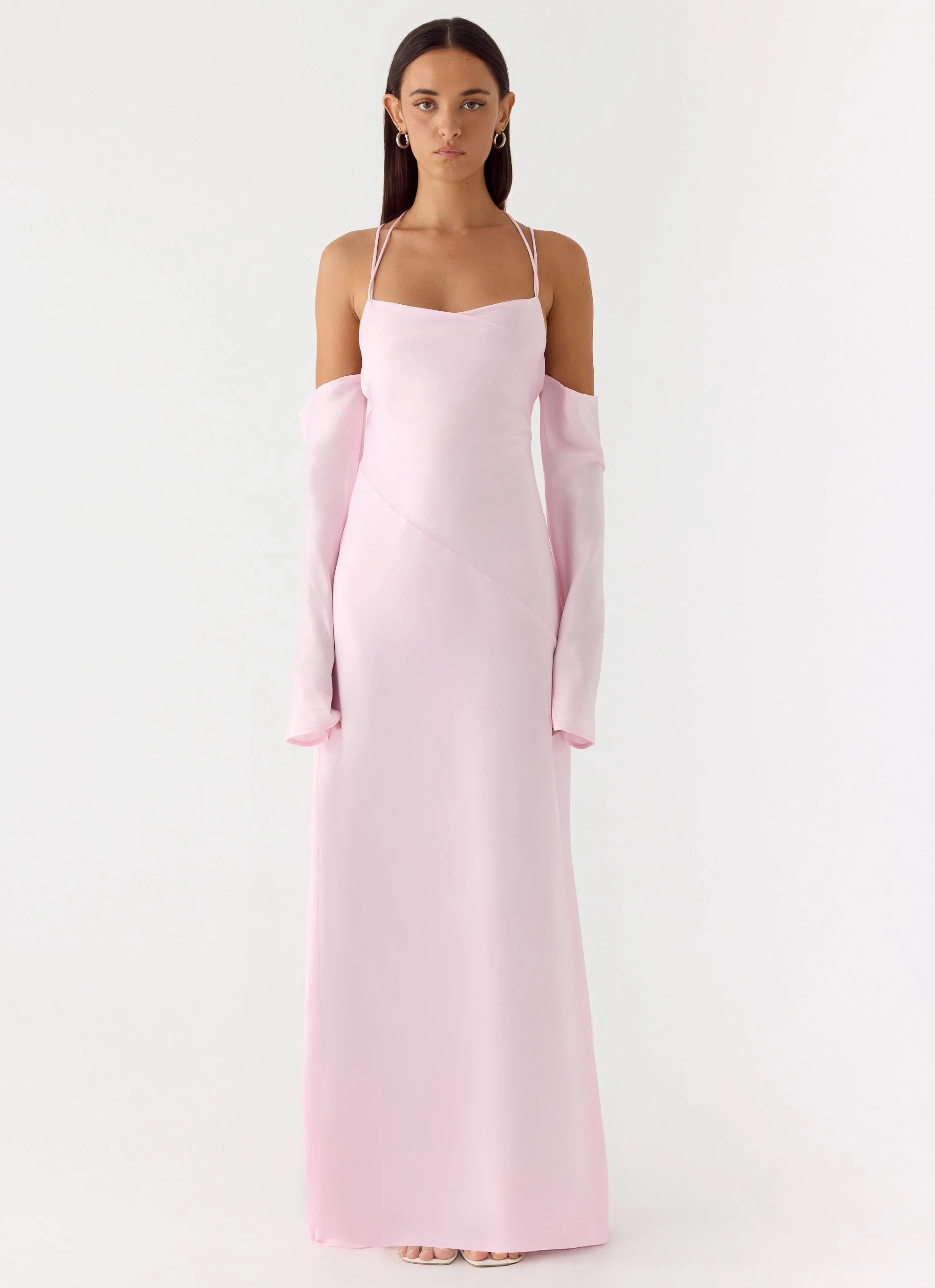 Breathe Me Long Sleeve Maxi Dress - Baby Pink