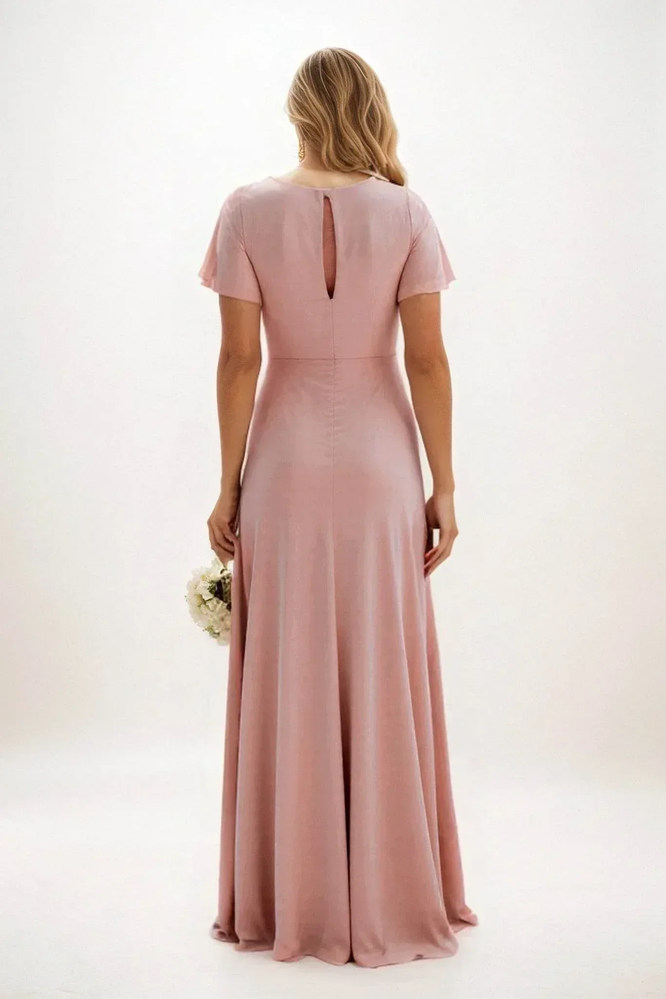 A-Line Maxi Luxe Satin Bridesmaid Dress CB0838