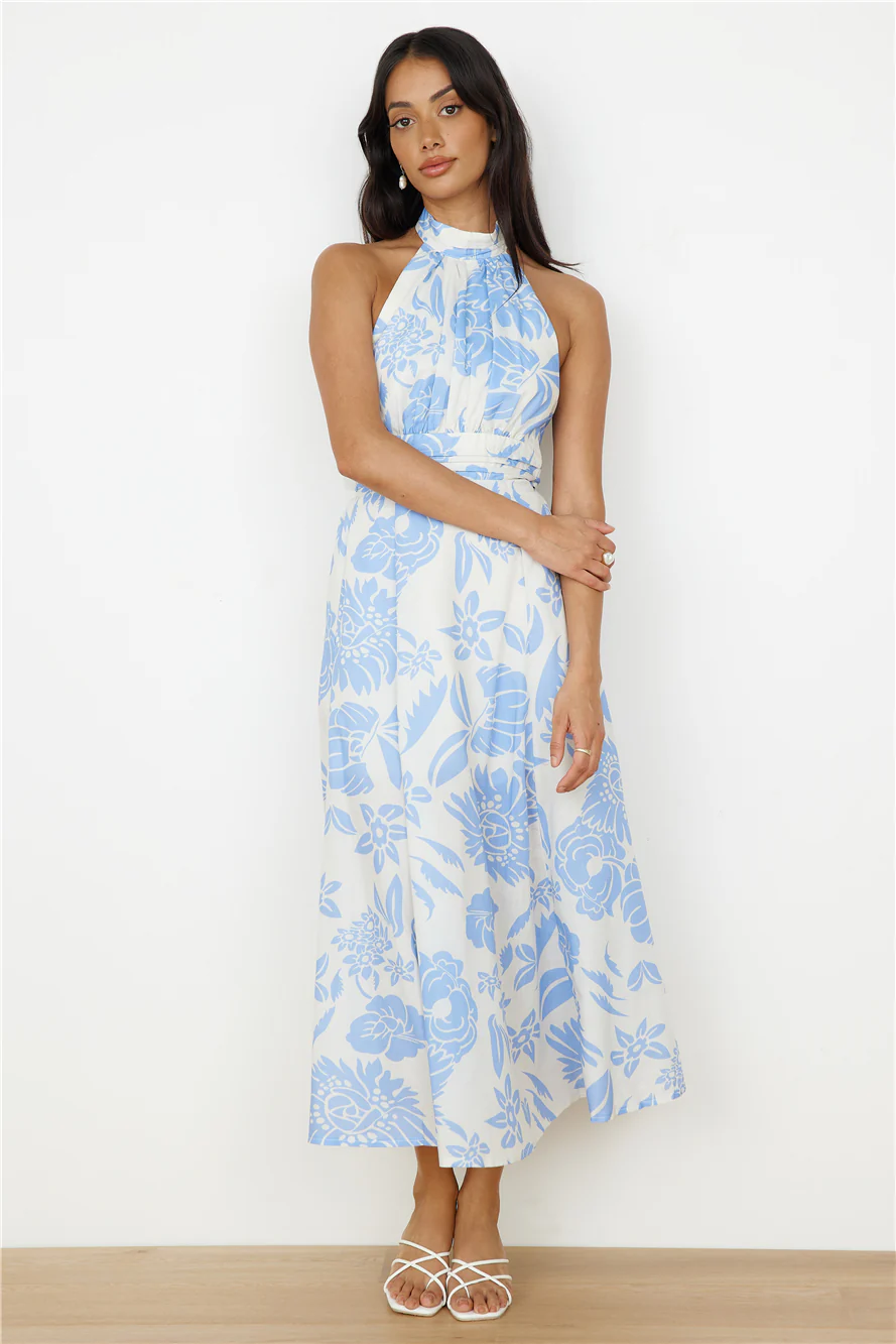 Showing Emotions Halter Maxi Dress Blue