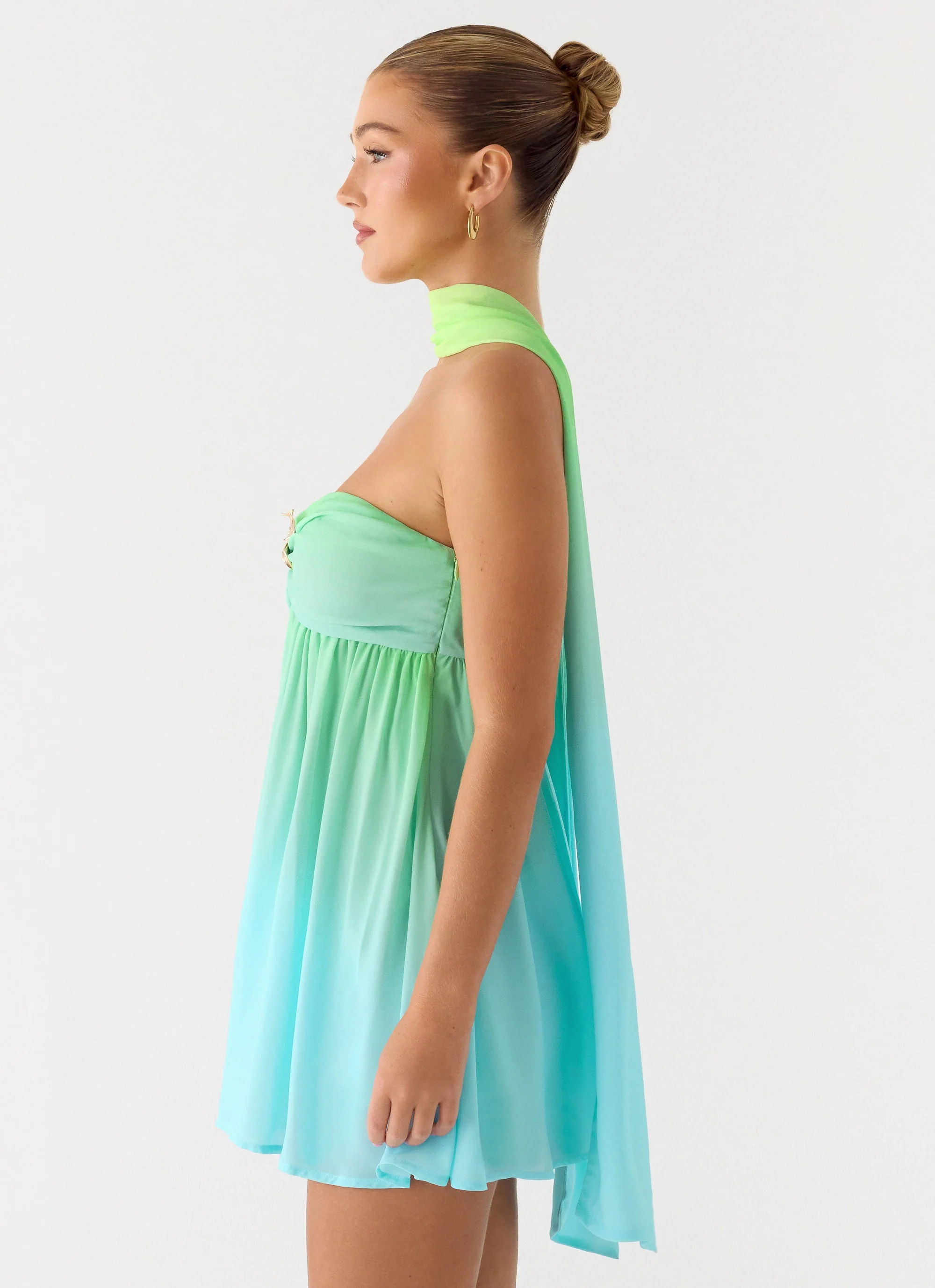 Calantha Scarf Mini Dress - Sea Ombre - luluinthesky