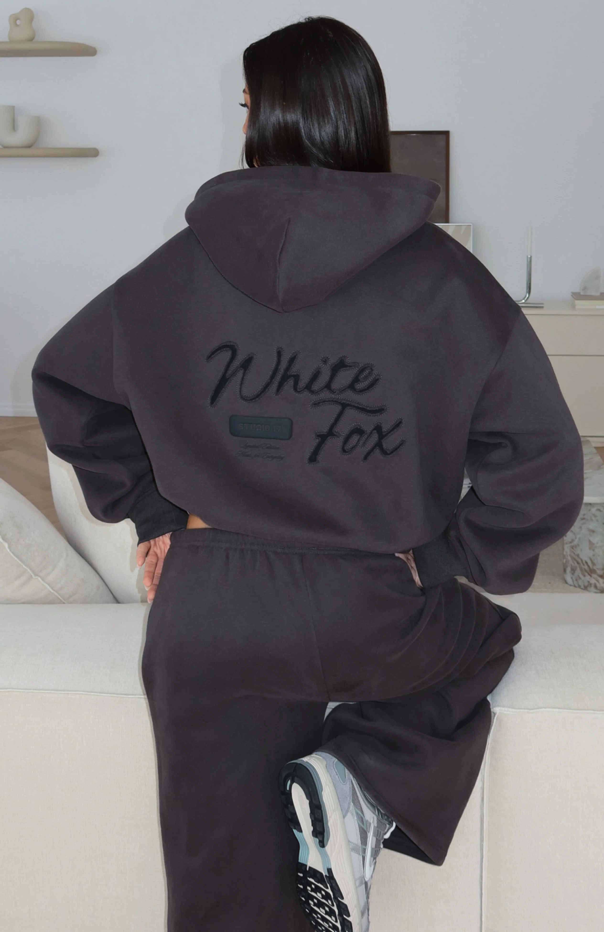 Studio 17 Willa Boxy Zip Front Hoodie Charcoal
