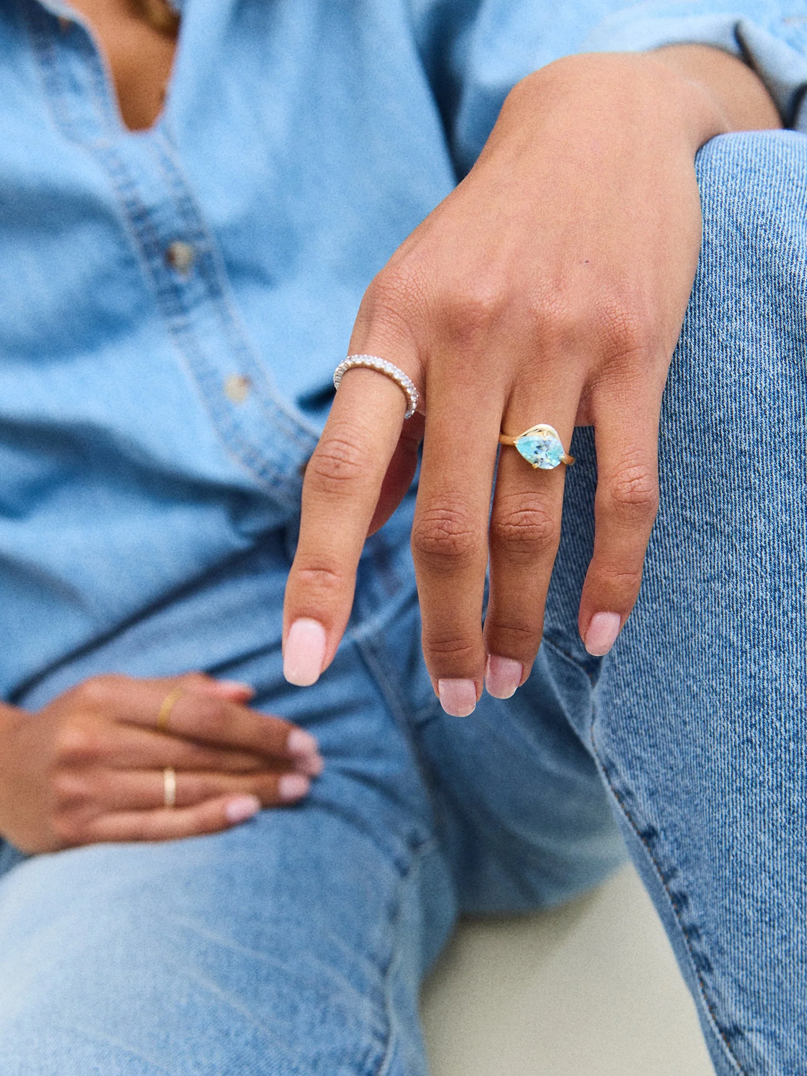 Wavy Custom Birthstone Ring - Gold
