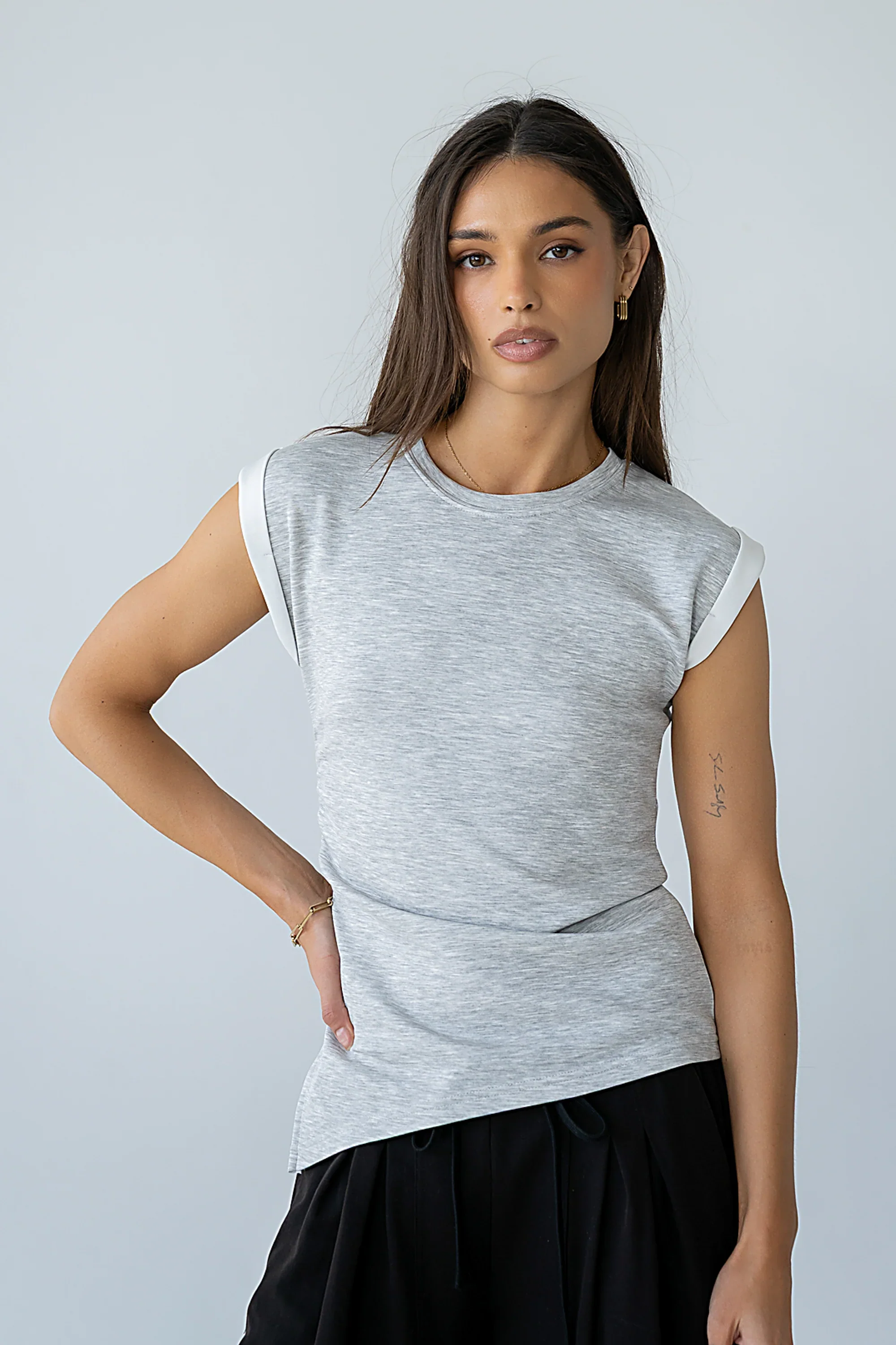Johny Asymmetrical Top in Grey
