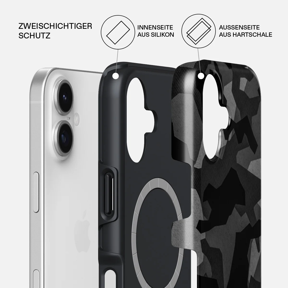 Night Black Camouflage - iPhone 17 ケース