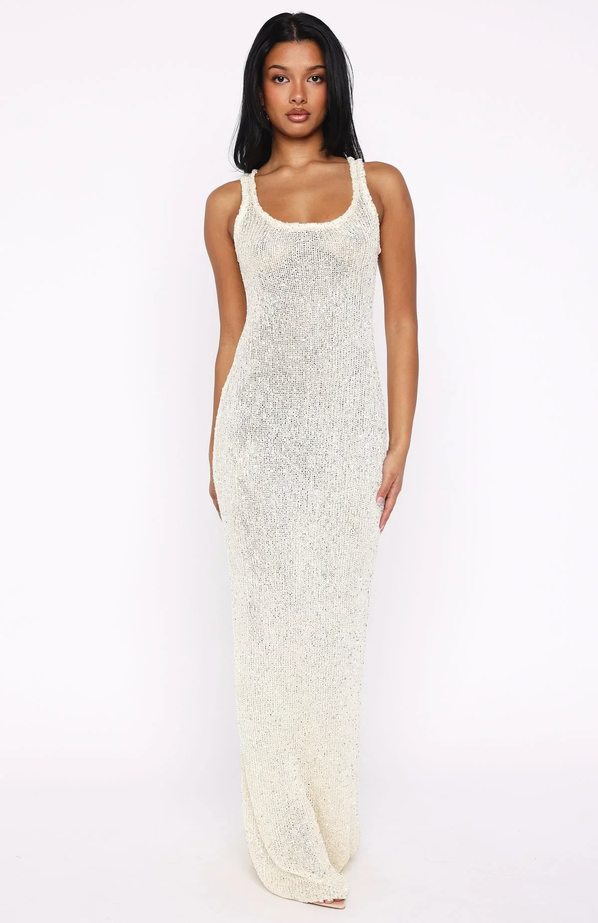Trying To Forget Me Knit Maxi Dress Cream