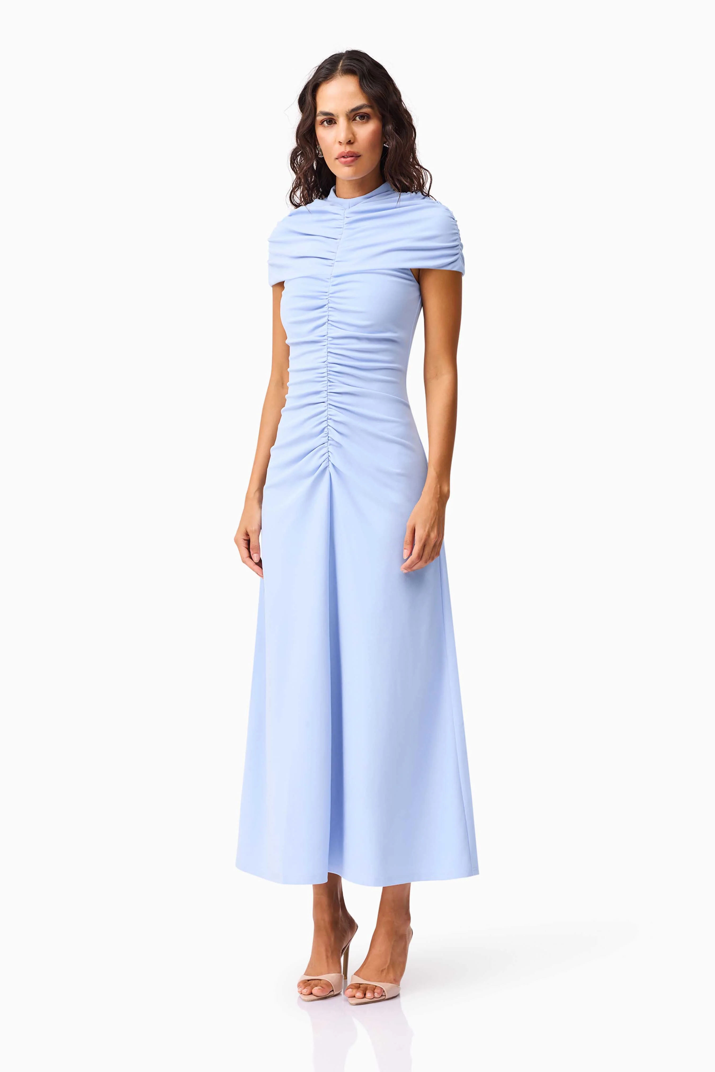 Valencia High Neck Maxi Dress in Blue