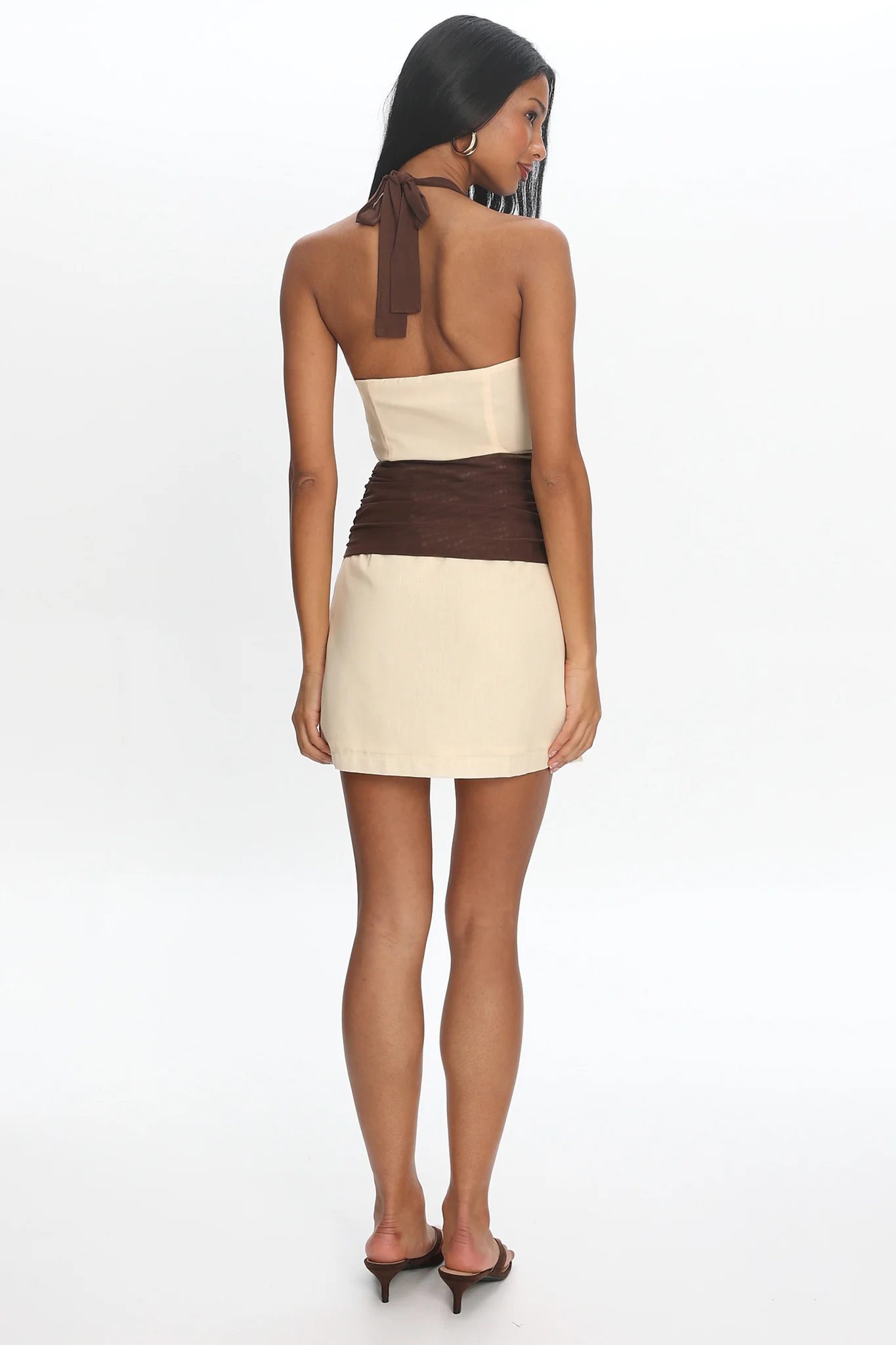 Sienna Sunset Halter Mini Dress Butter - luluinthesky