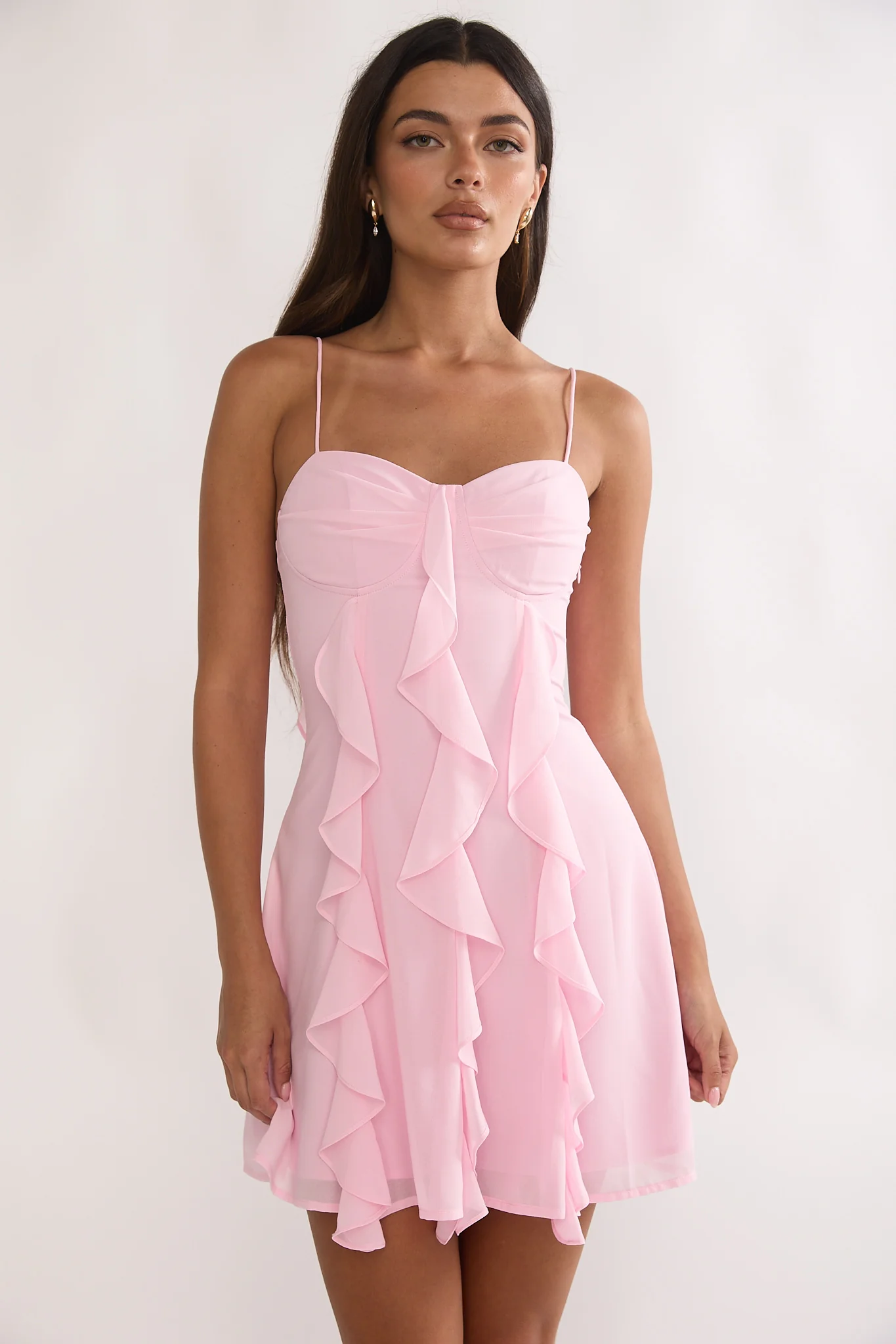 Katalia Ruffle Mini Dress Blush