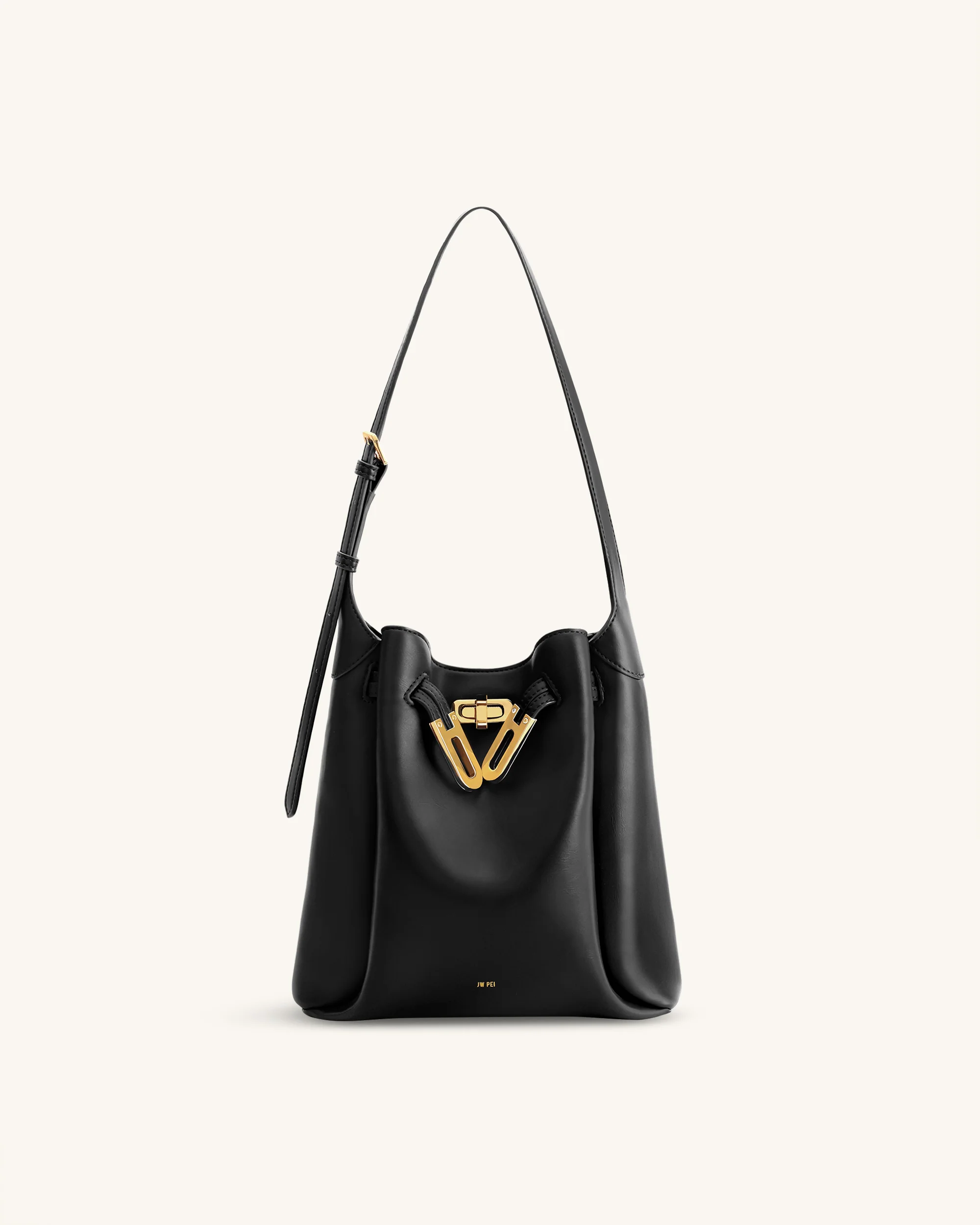 Charlene Double Buckle Hobo Bag - Black