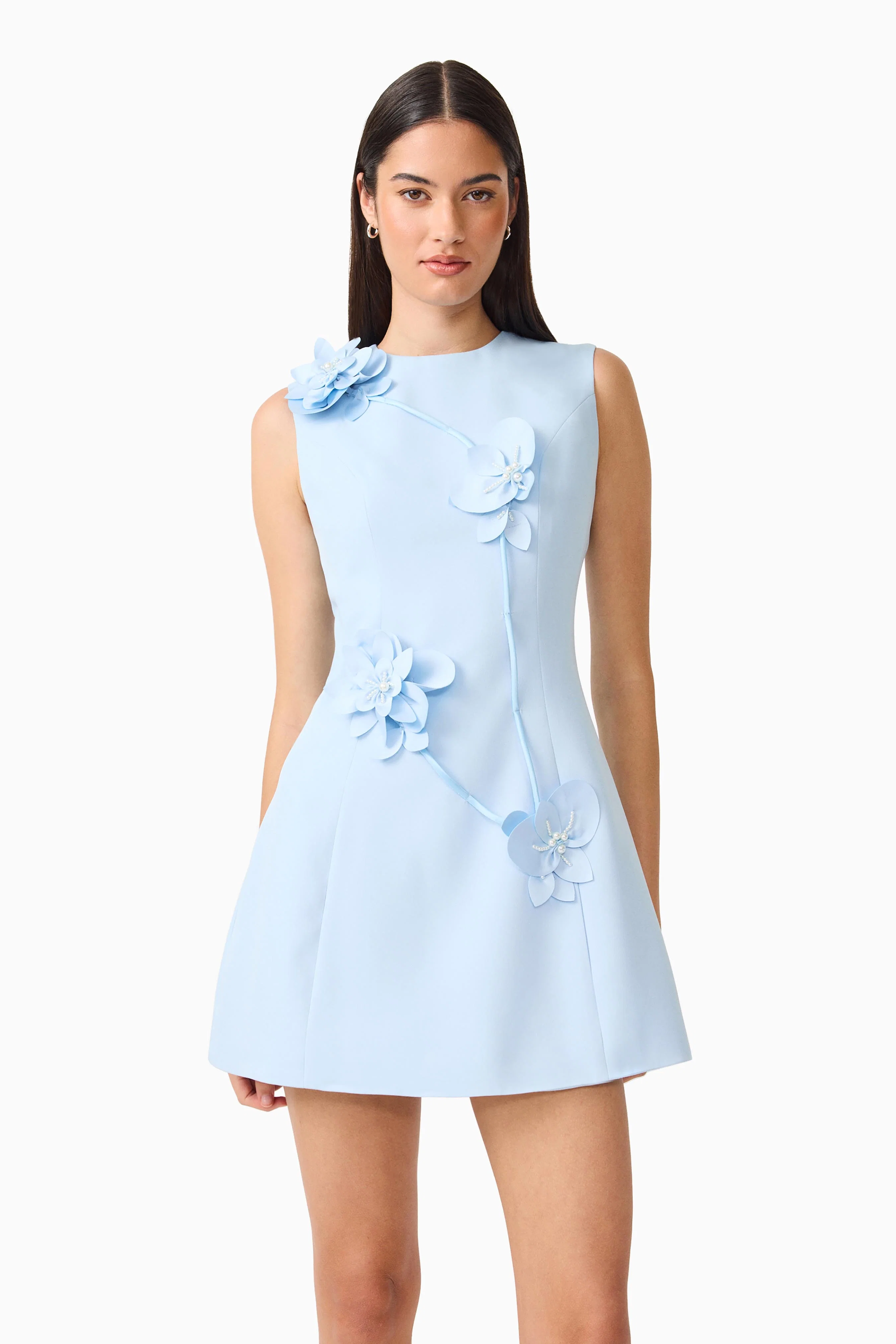 Reina Applique Mini Dress Dress Sky Blue