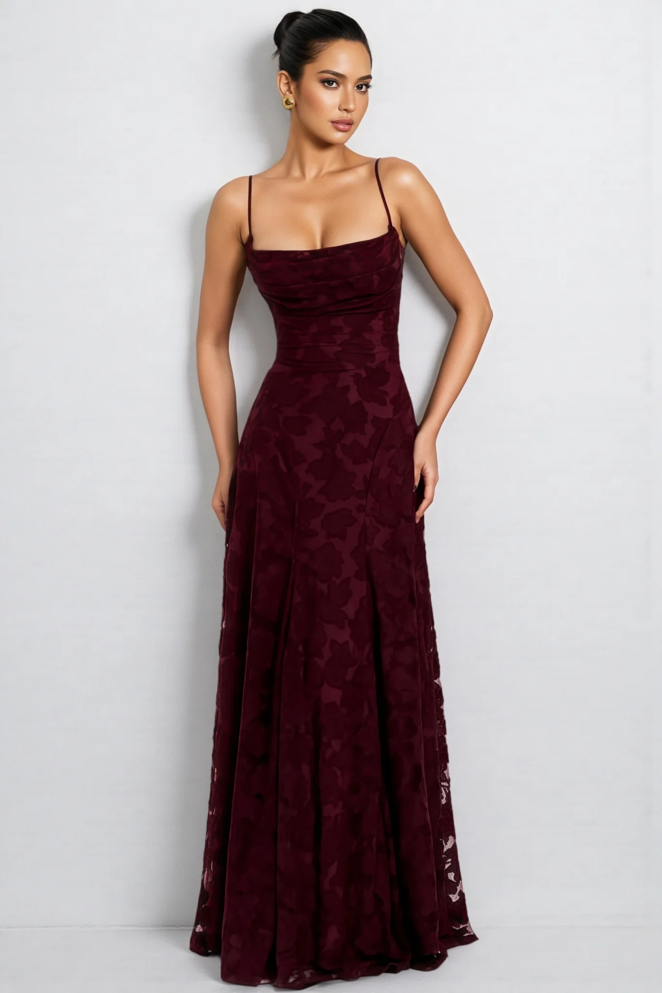 Liralk Red Strapless Mesh Maxi Dress
