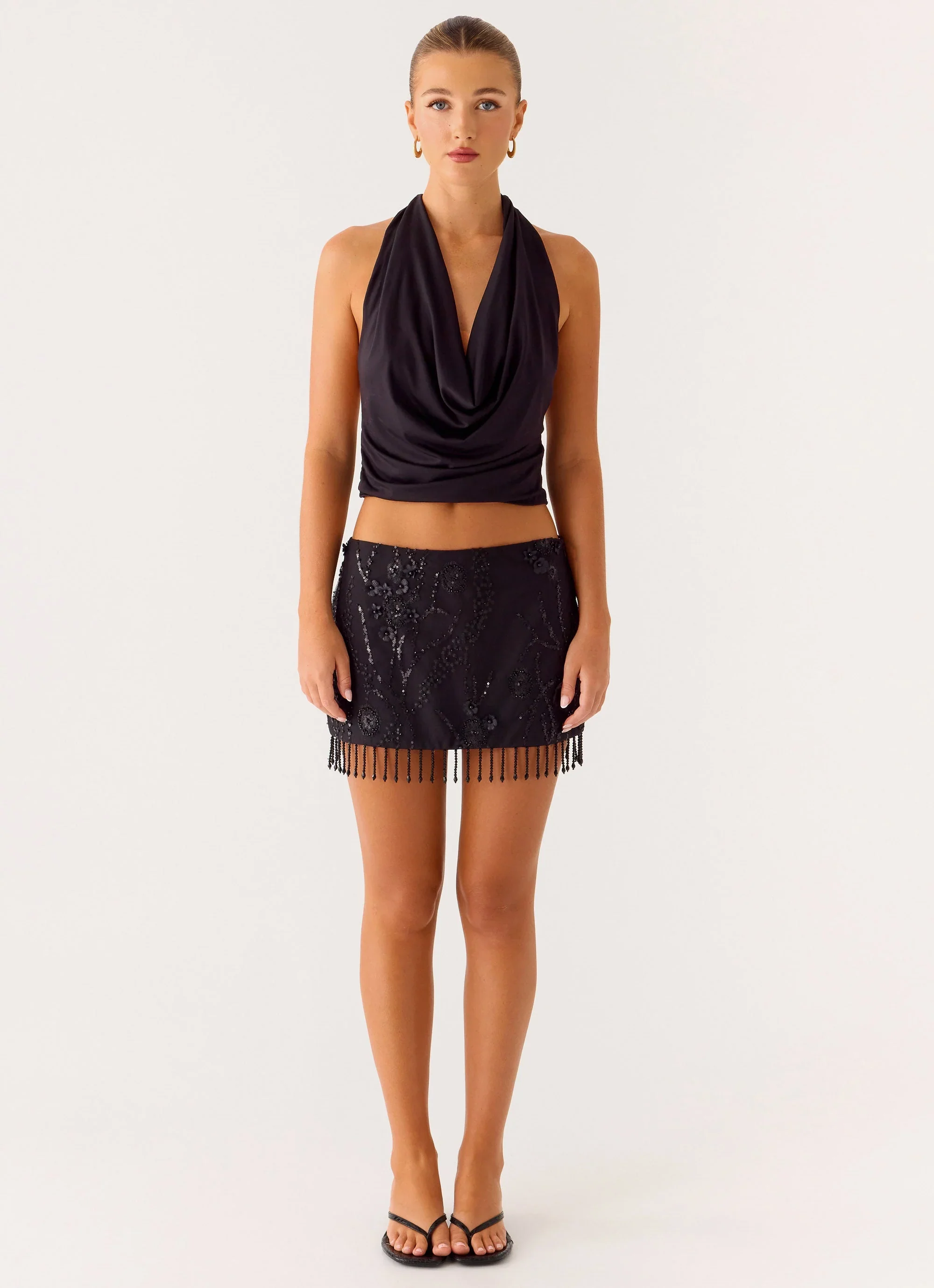 Overload Beaded Mini Skirt - Black