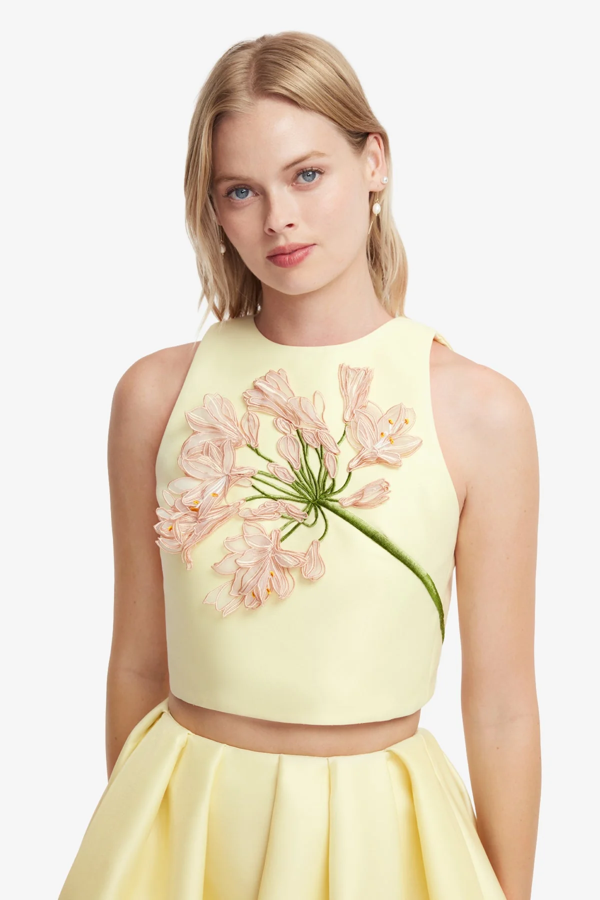 Ella Appliqué Bow Backless Top - Agapanthus Print