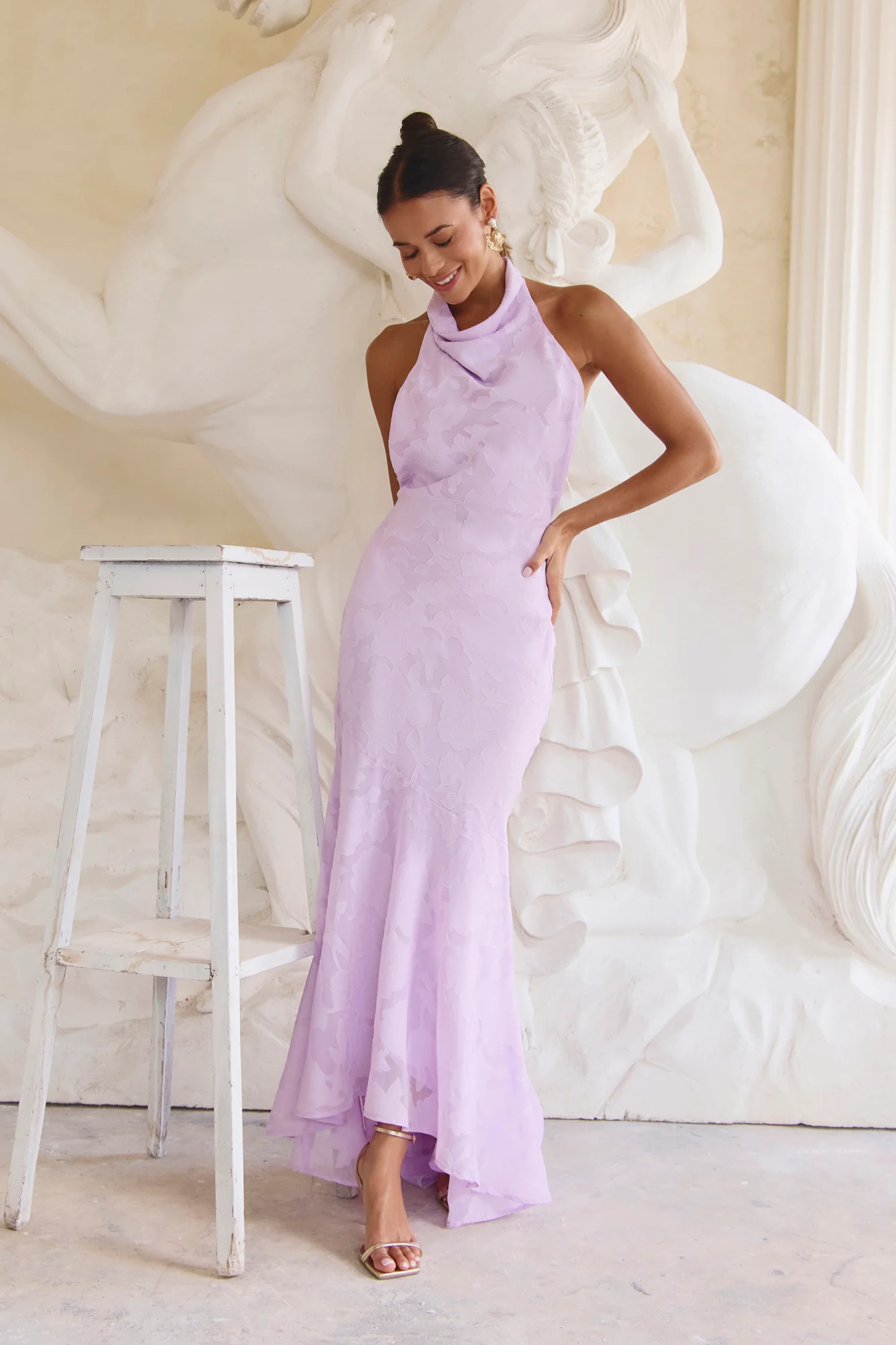 Letters Of Love Halter Maxi Dress Lilac