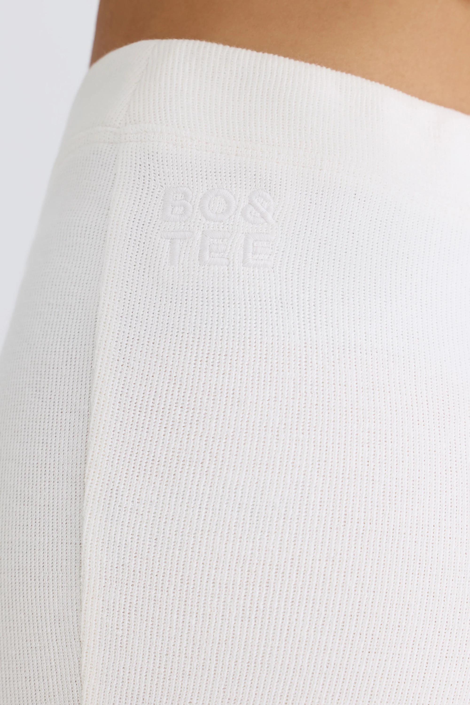 Textured Cotton Jersey Flared Trousers in White