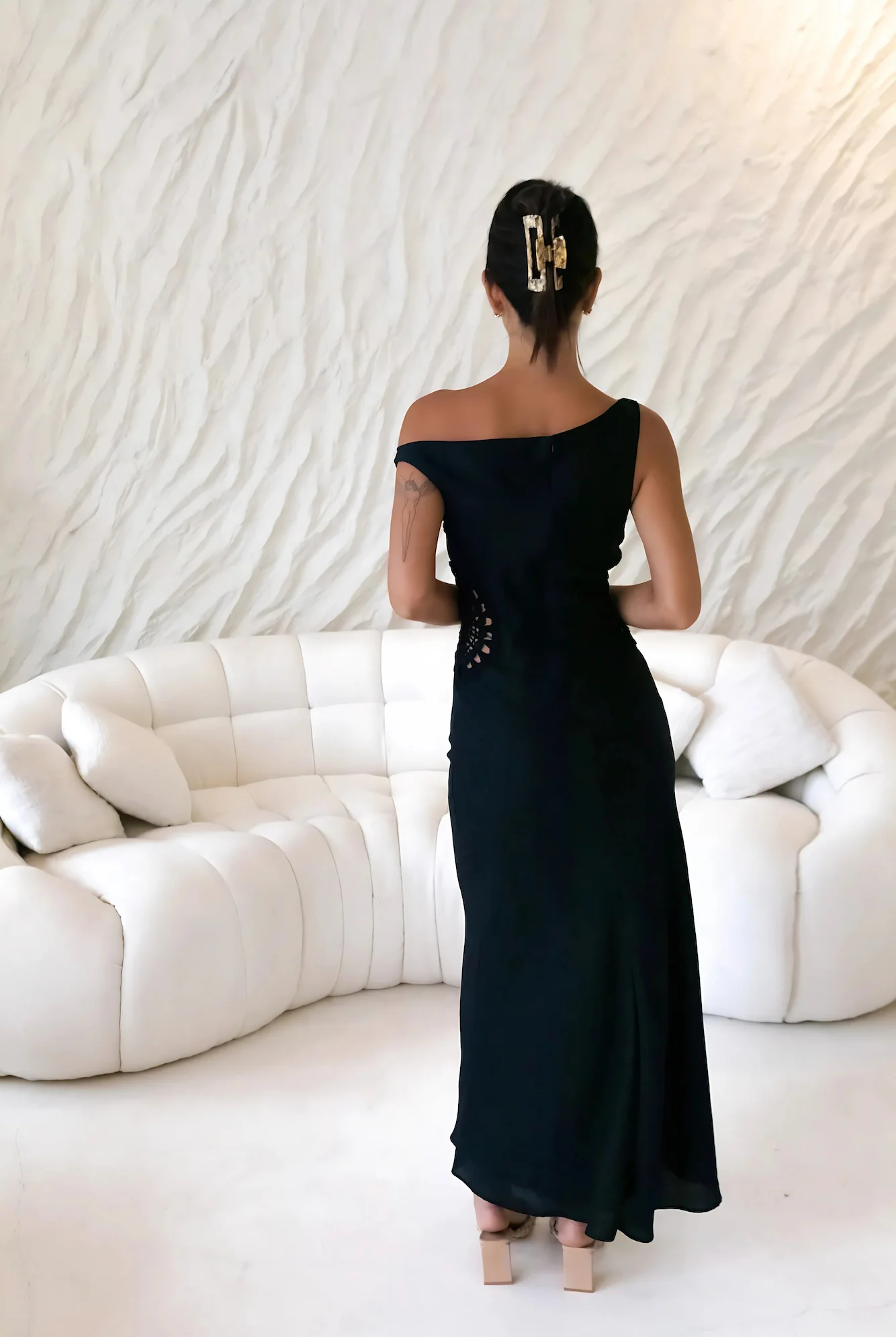 Moonlight Dancer Off Shoulder Maxi Dress Black - luluinthesky