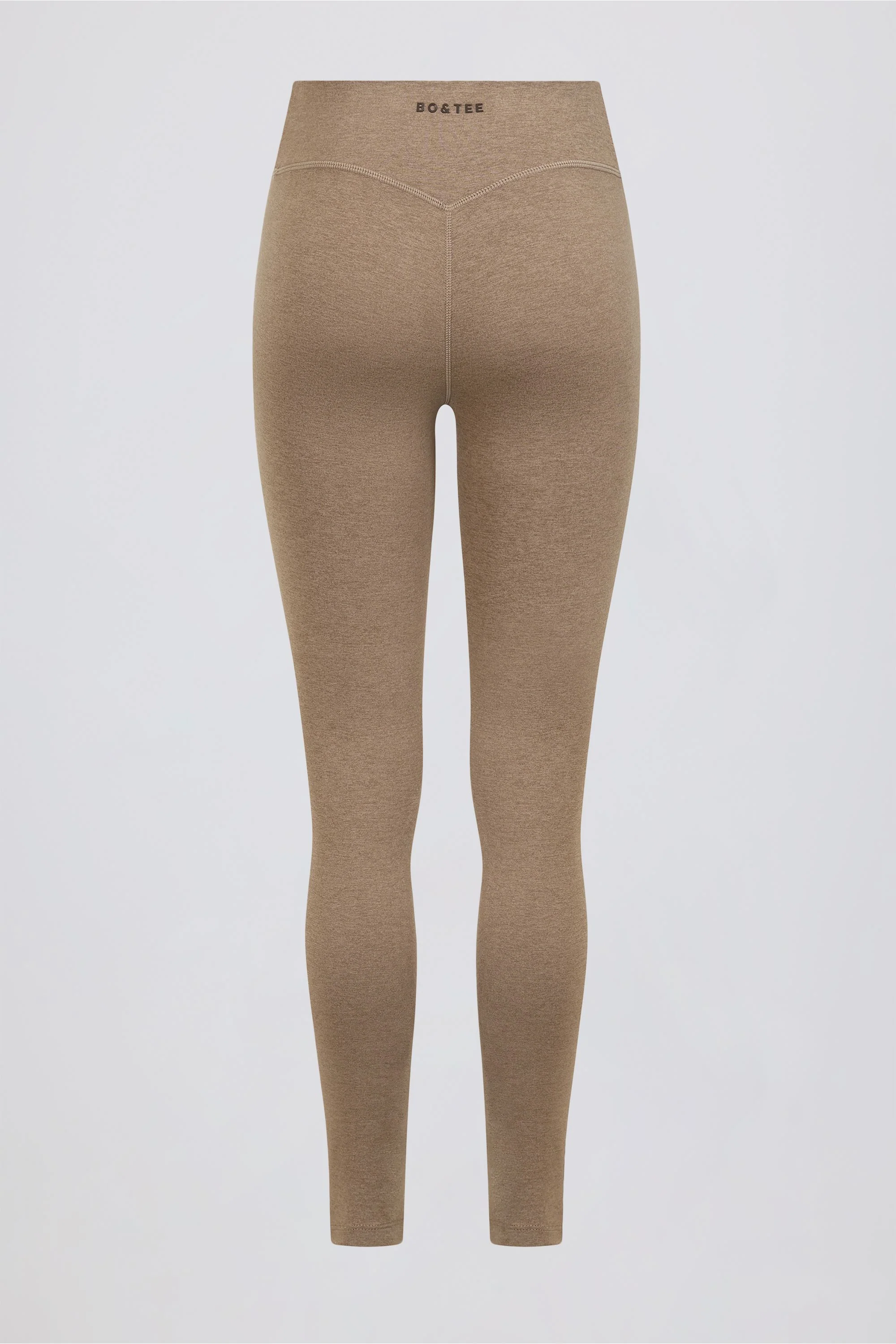 Brushed Jersey Ruched Mid-Rise Leggings in Mocha Marl
