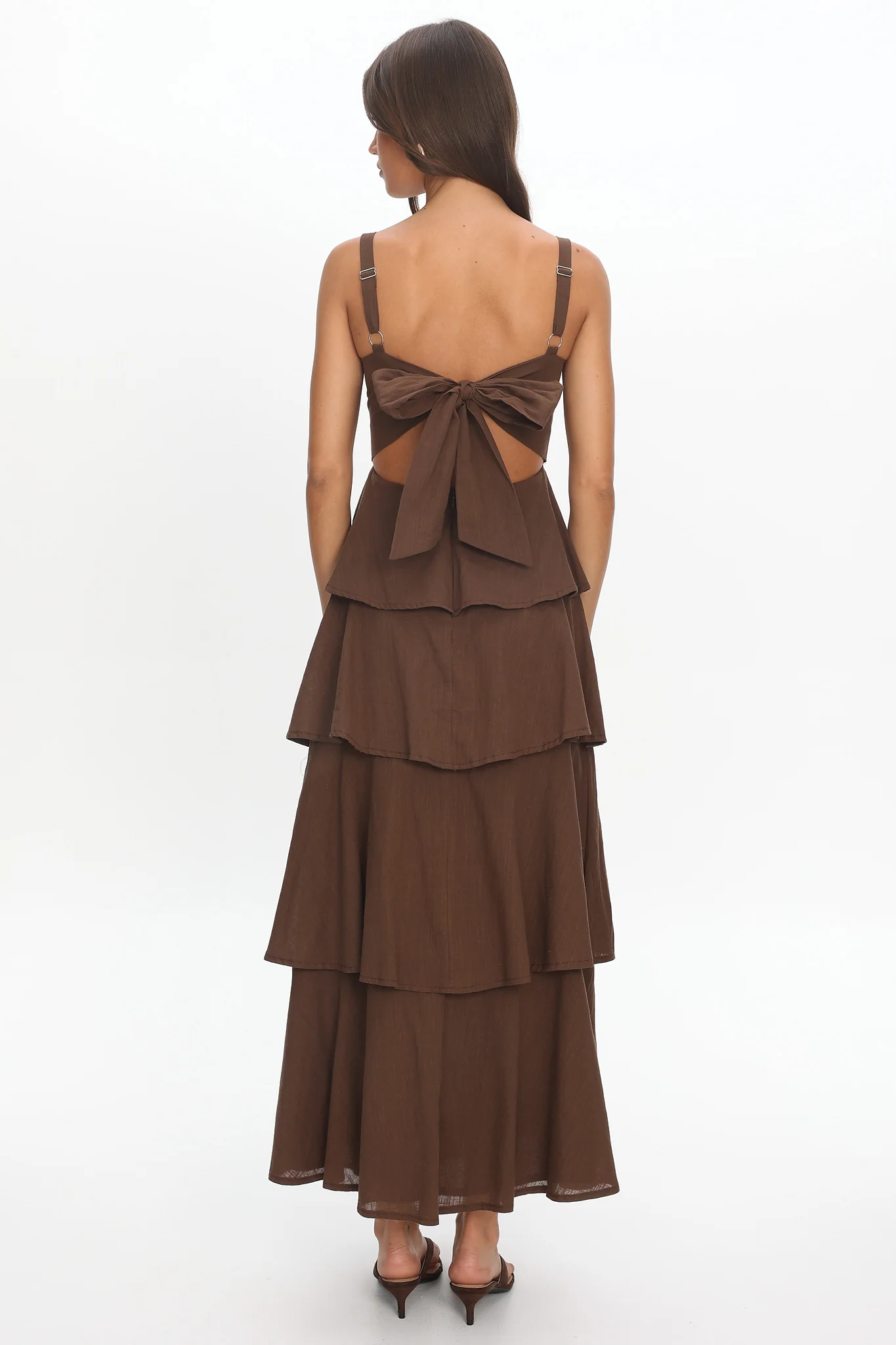 Provence Bloom Tiered Maxi Dress Chocolate
