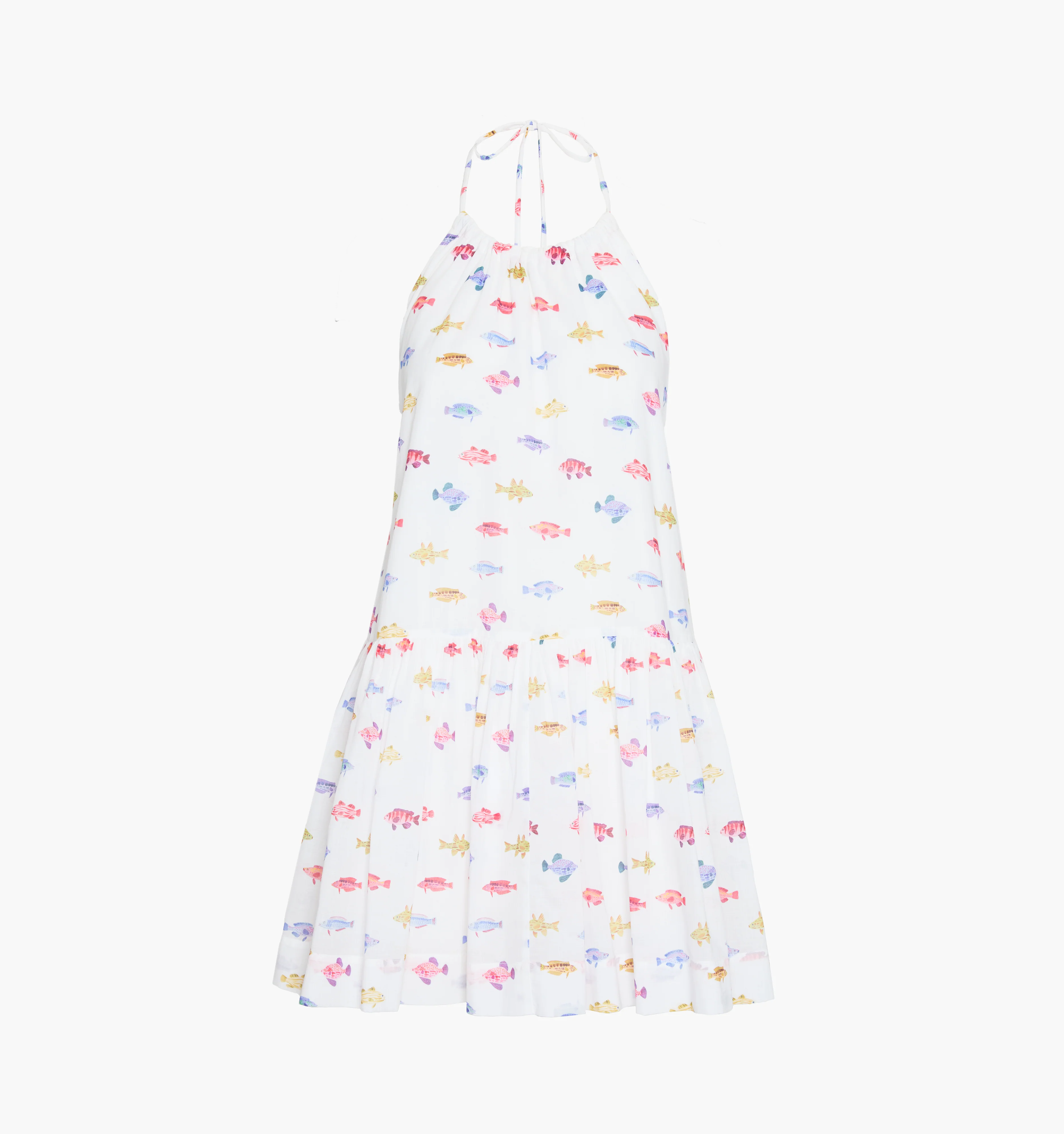 The Sol Tunic Dress - White Rainbow Fish