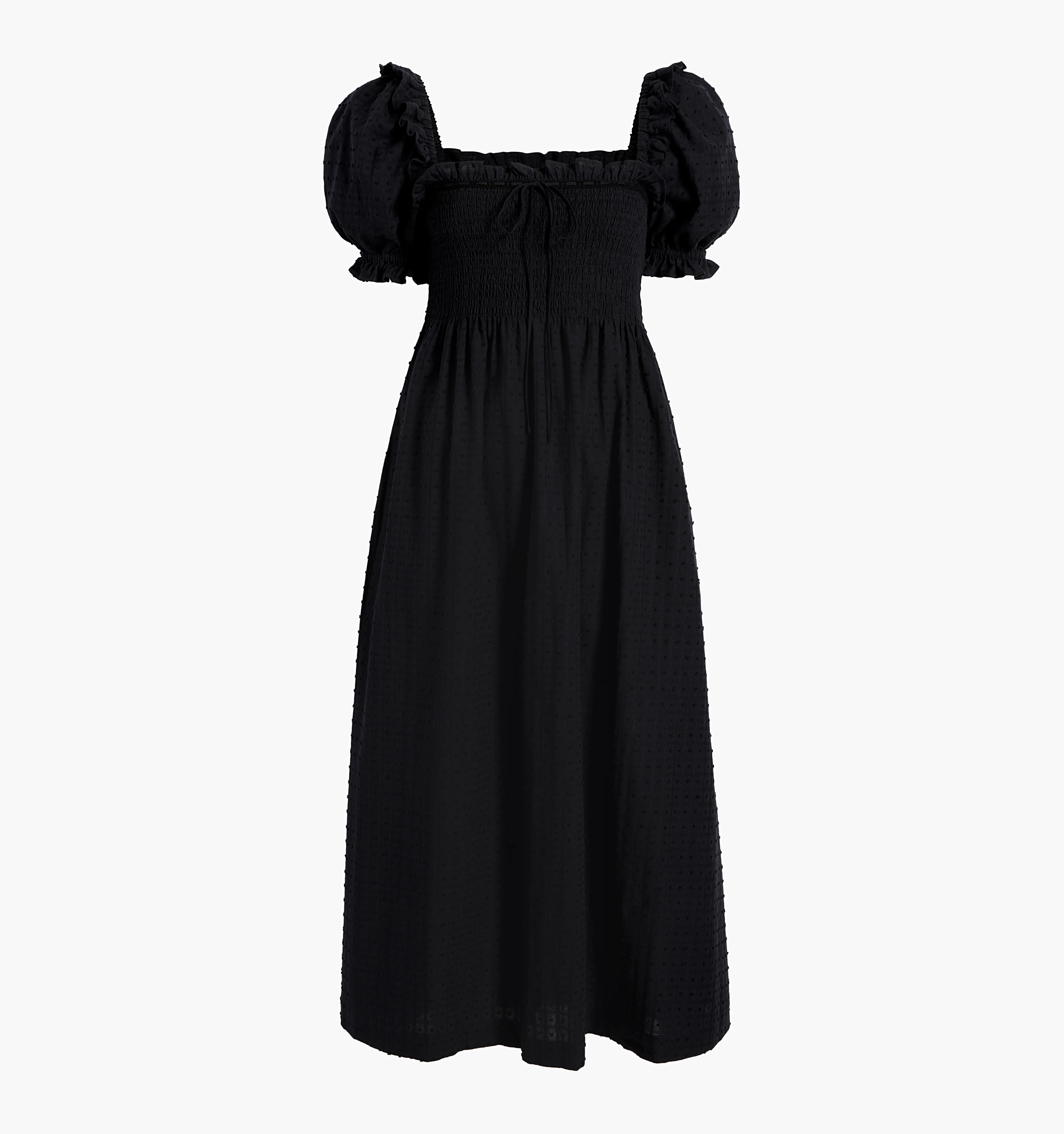 The Scarlett Nap Dress - Black Textured Clip Dot