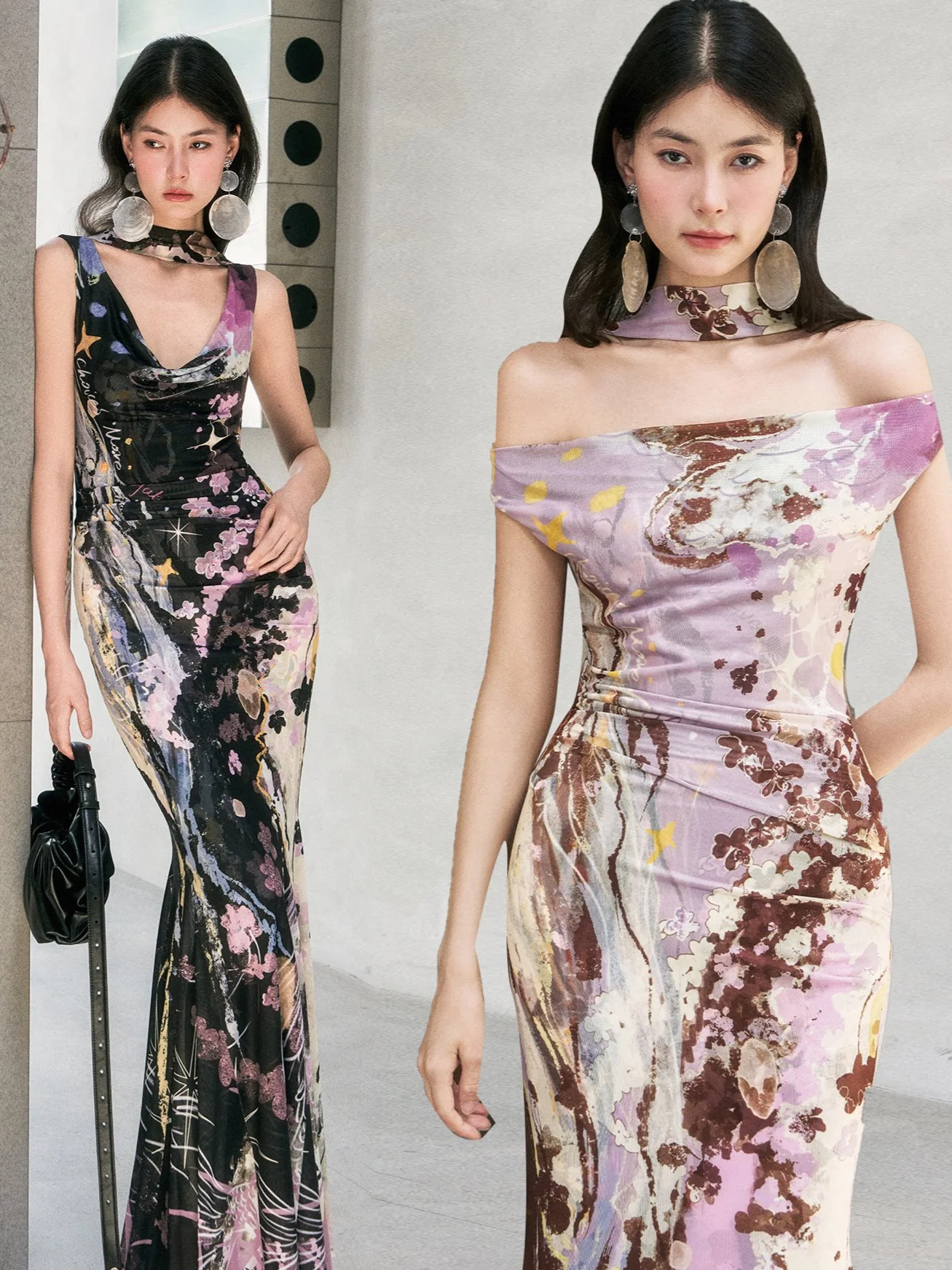 Hand-Painted Mesh Mermaid Dress
