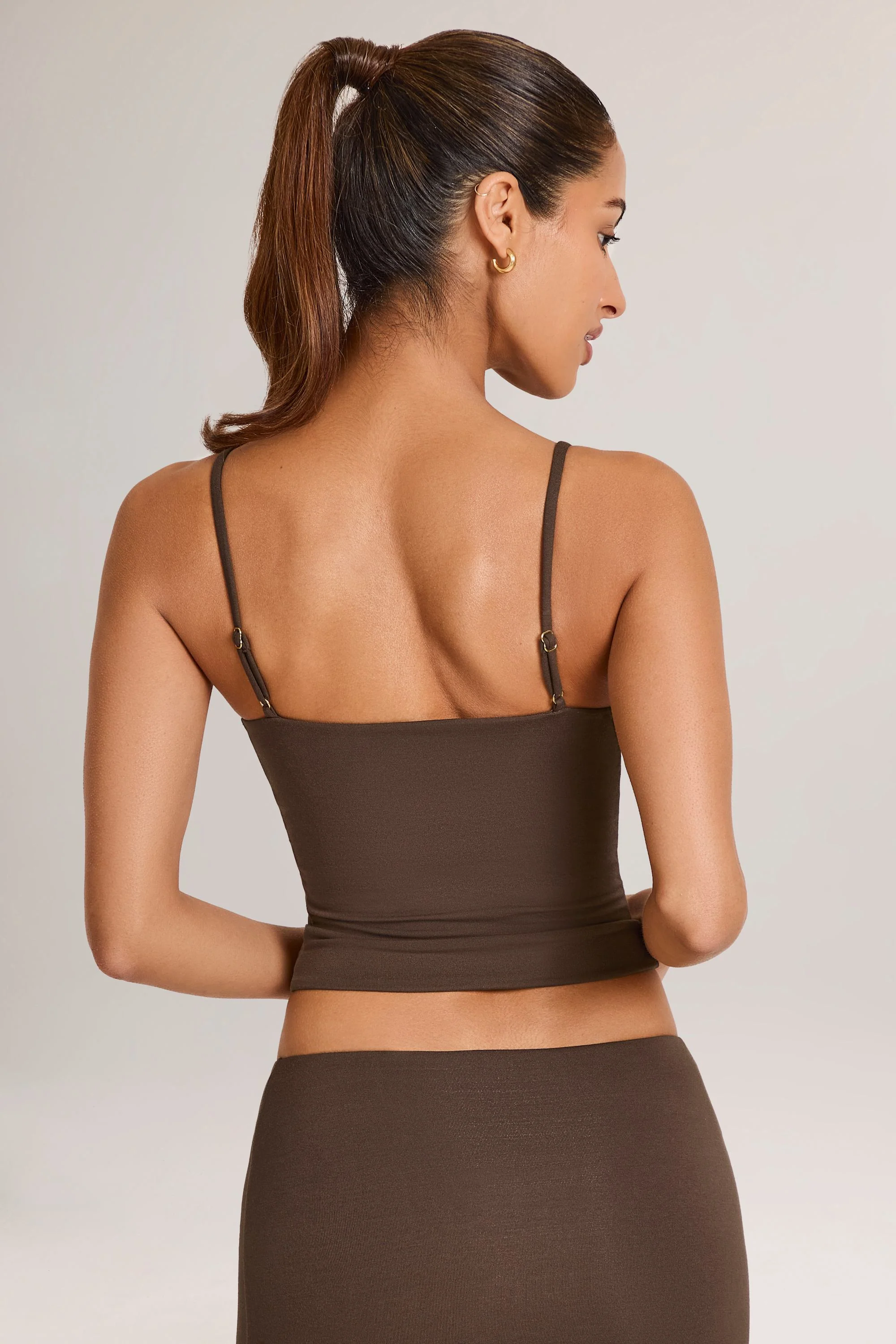 Modal Scoop-Neck Tank Top in Chocolate Brown
