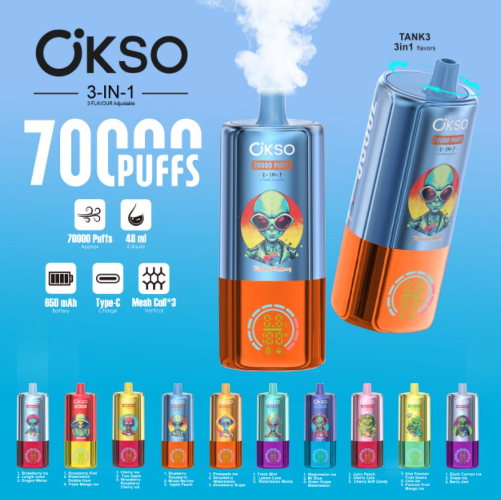 OKSO 3in1 170K Vape – 70K Puffs Rechargeable