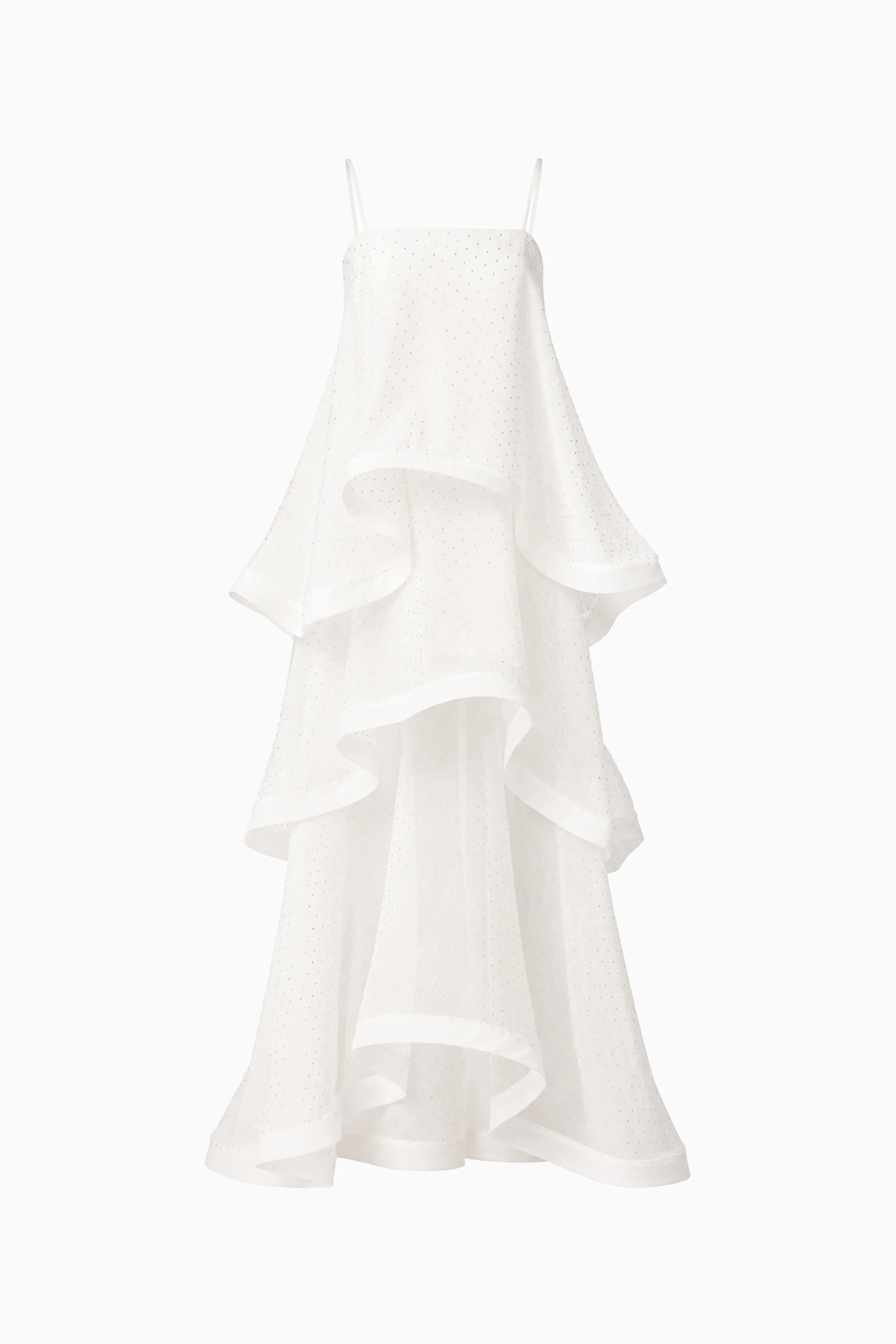 Moss Tiered Embellished Gown in White