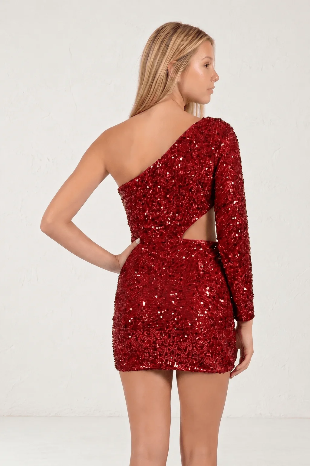 Sky Blue Sheath Sequin One Shoulder Mini Homecoming Dresses