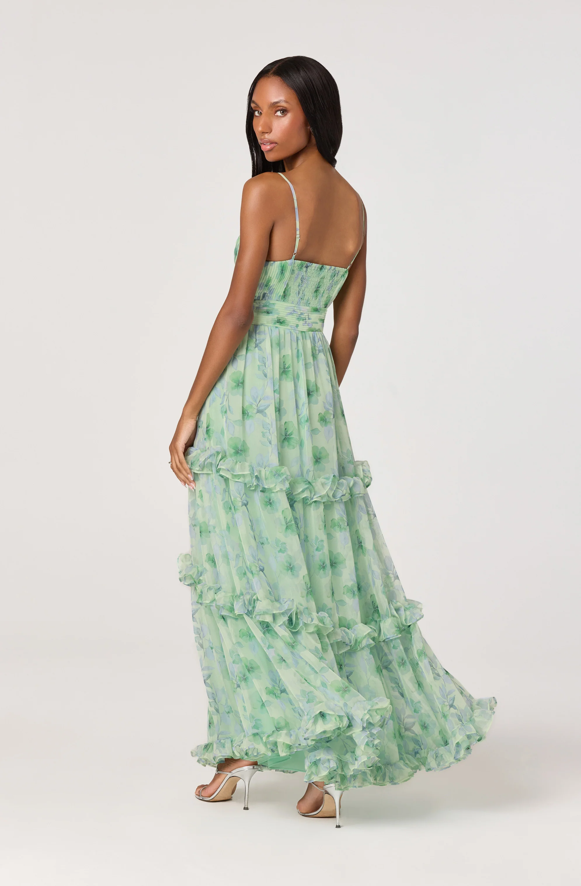 Ayanna Floral Pleated Tiered Maxi Dress