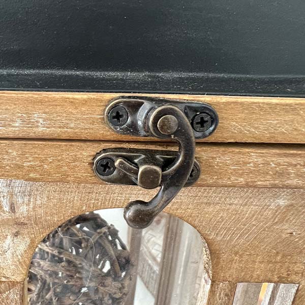 Refined Classic Natural Wood and Black Iron Lanterns, Set of 2