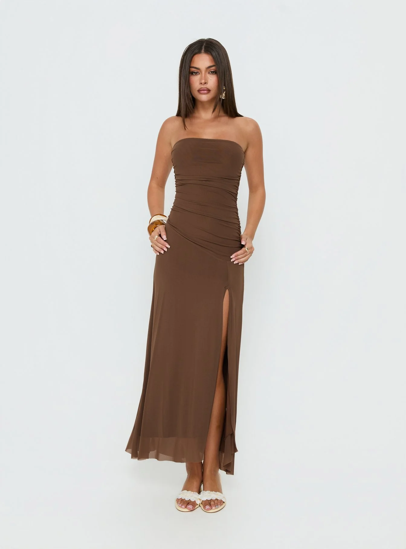 Brigida Strapless Maxi Dress Mocha