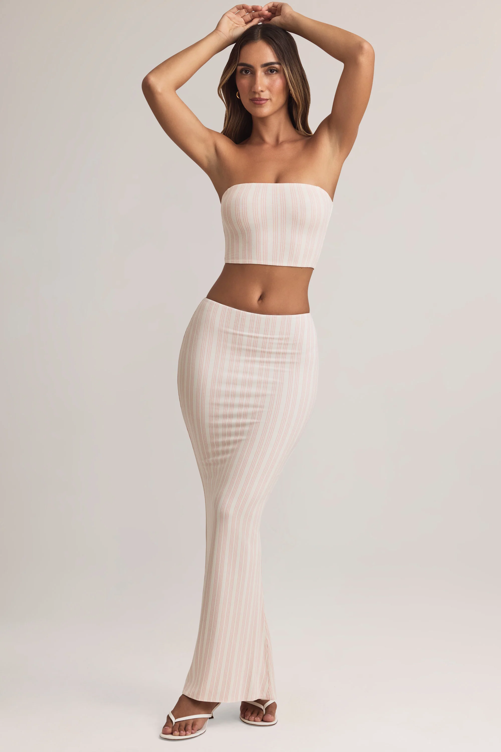 Modal Mid-Rise Maxi Skirt in Stripe Print