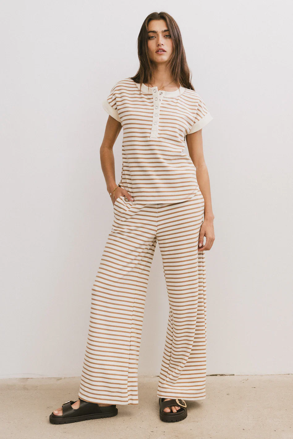 Zia Striped Top in Sand