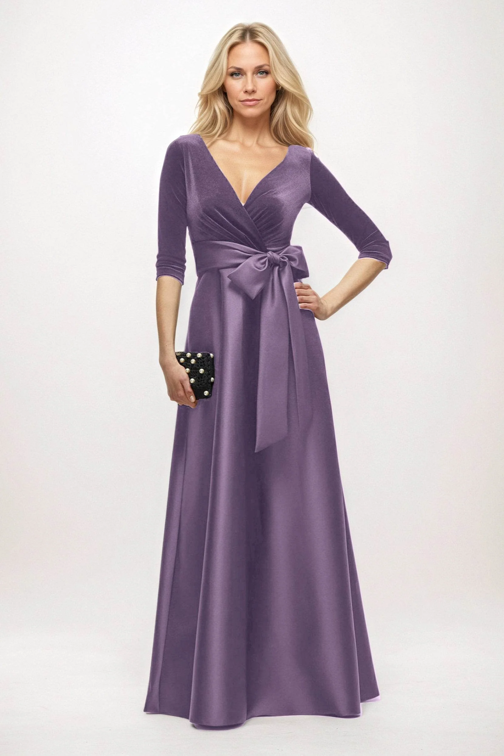 A-Line Maxi Velvet Satin Mother of the Bride Dresses CM0409