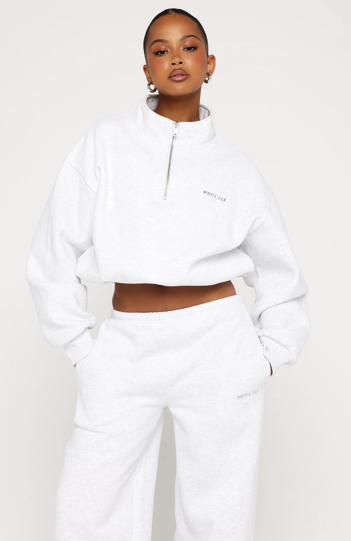 Test Drive Boxy Quarter Zip Sweater Grey Marle
