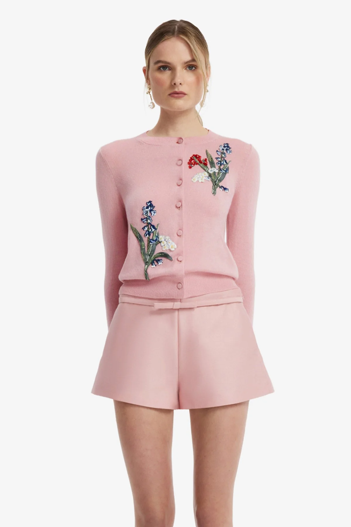 Claire Embellished Knit Cardigan - Rose