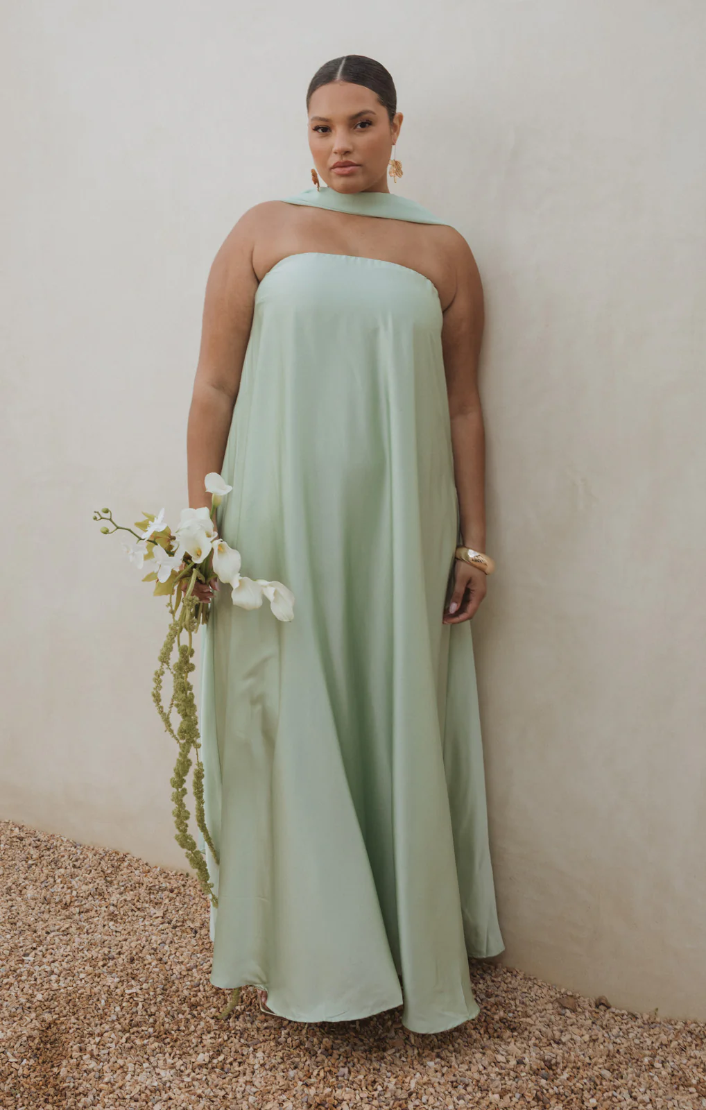 Tinsley Tube Dress ~ Pistachio Luxe Satin