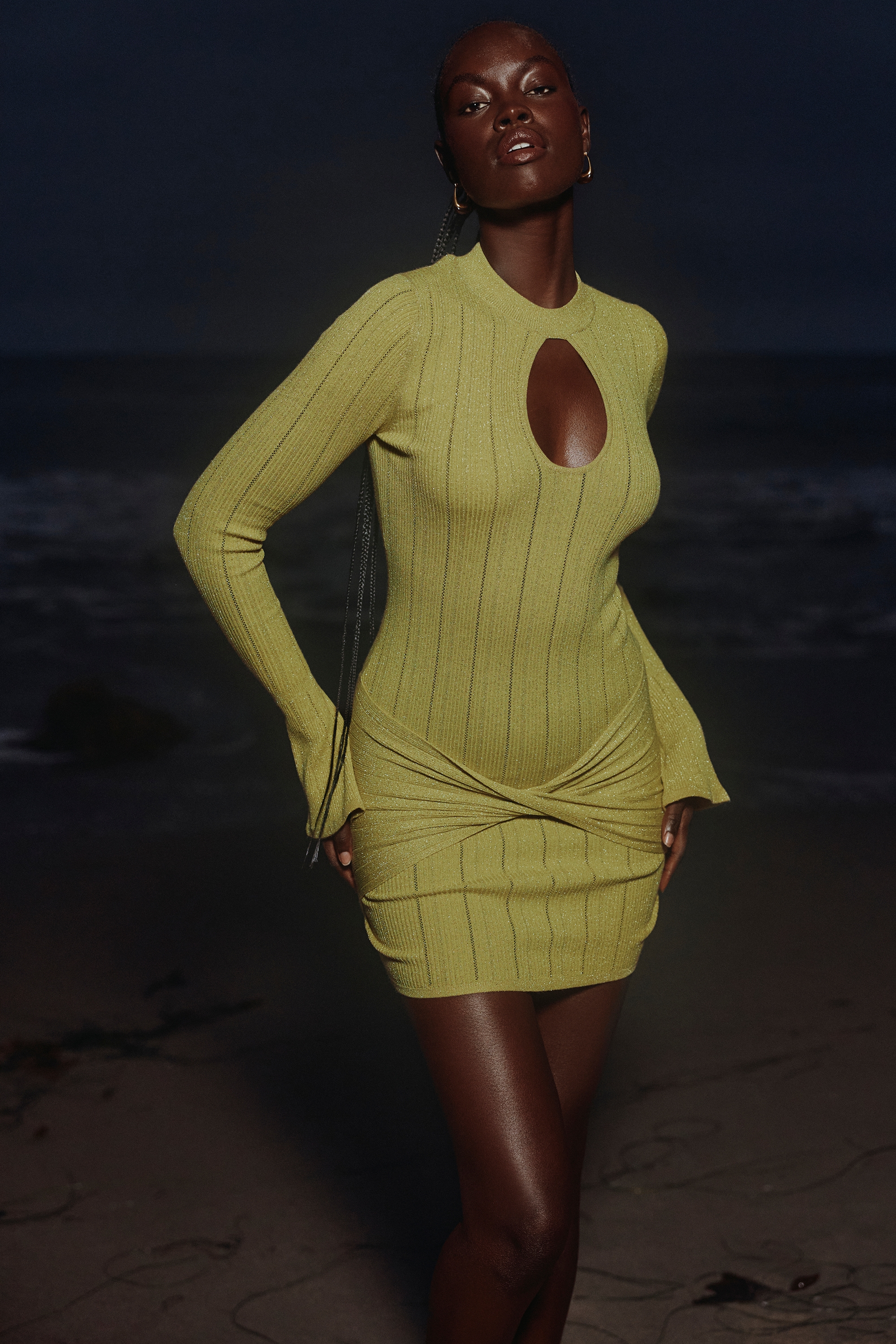 Pistachio Long Sleeve Mini Dress
