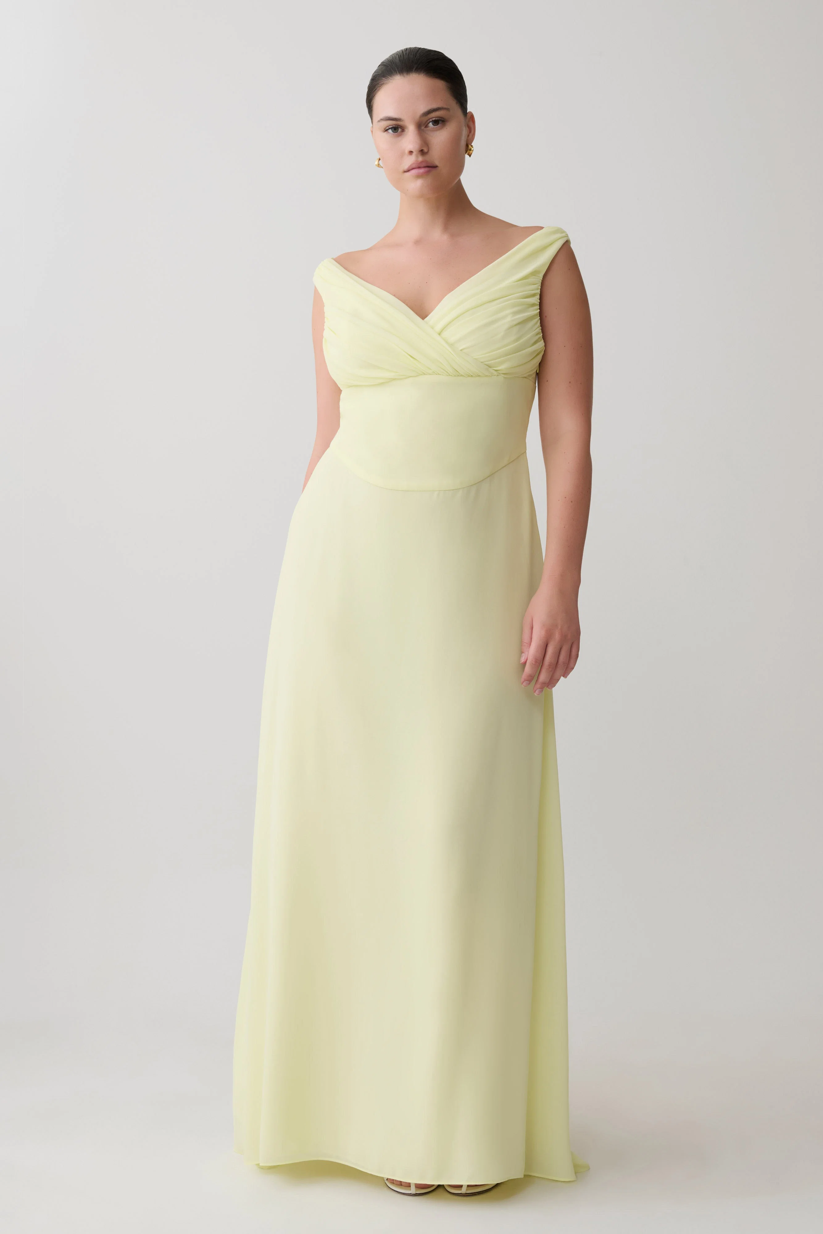 Mabel-Off-Shoulder-Chiffon-Maxi-Dress-Lemon