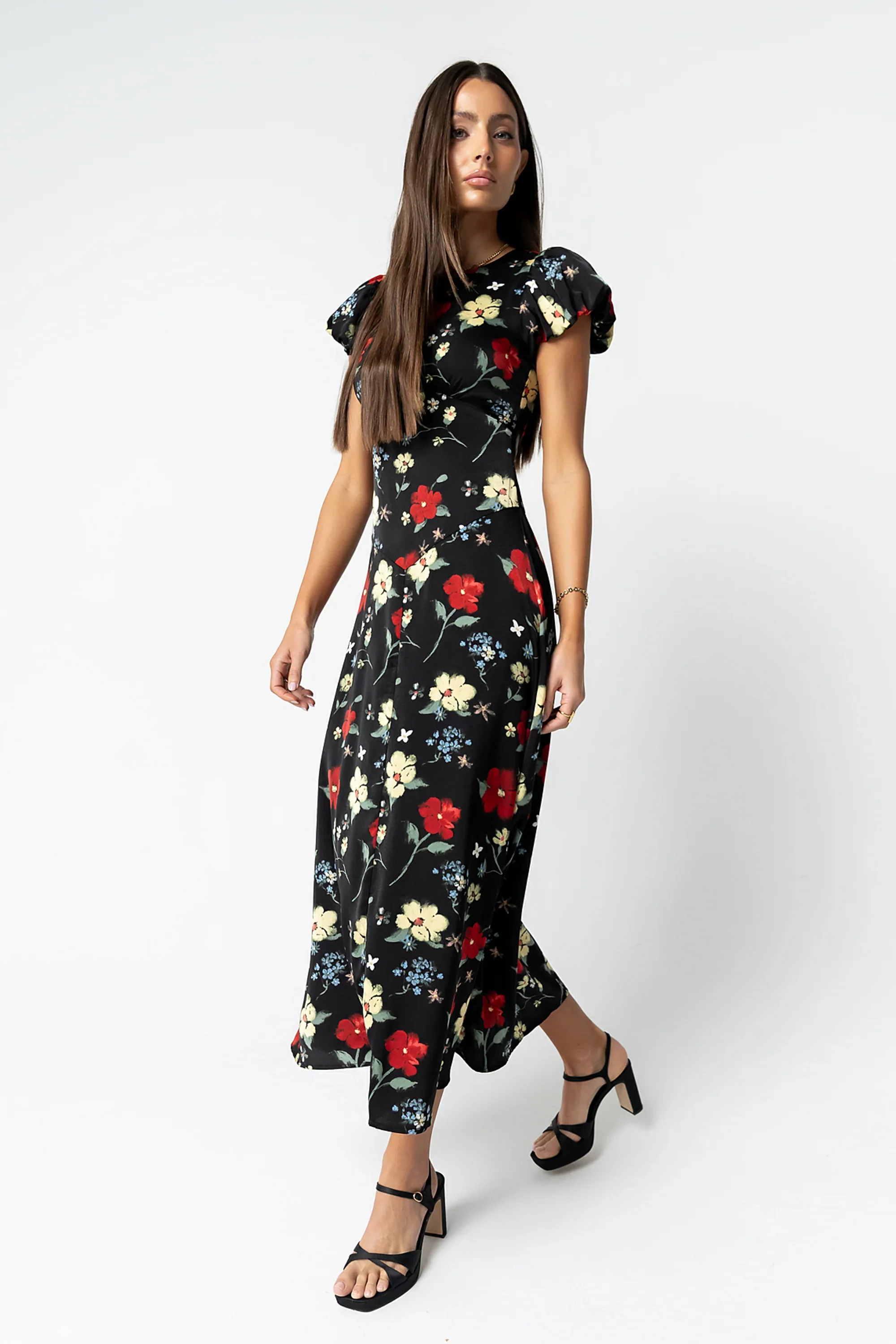 Jenna Floral Maxi Dress in Black