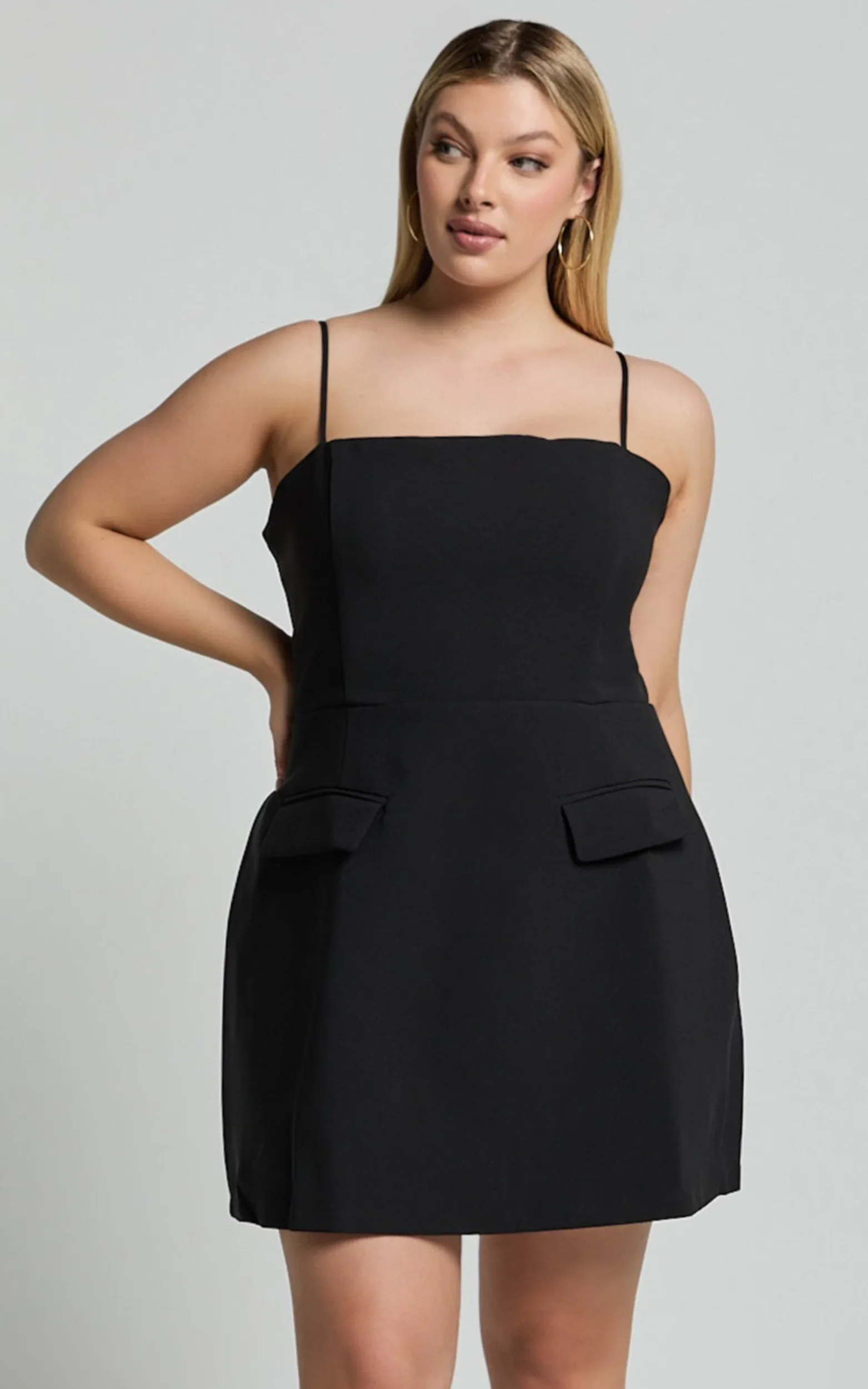 Katia Mini Dress - Strappy Corset A Line Dress in Black