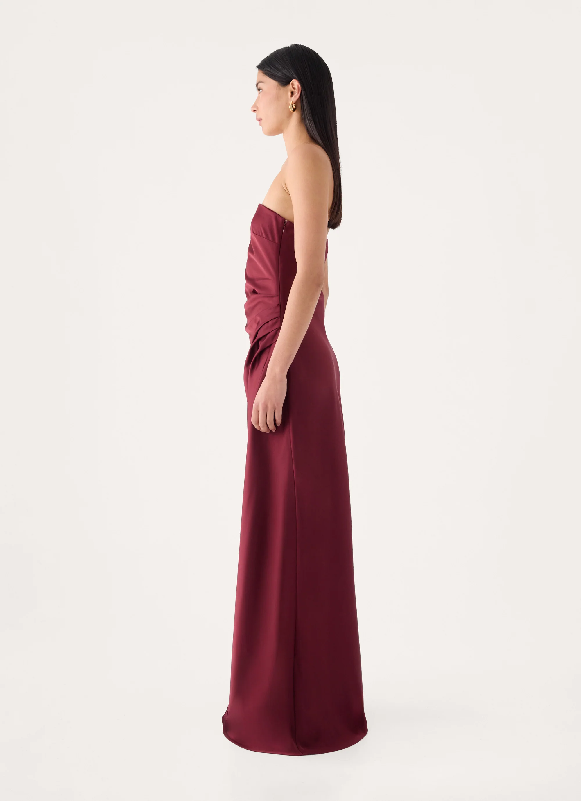 Rinari Strapless Maxi Dress - Maroon - FASHION NOB