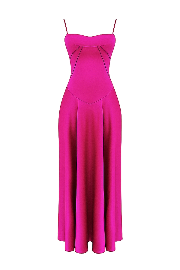 fuchsia lace up maxi dress