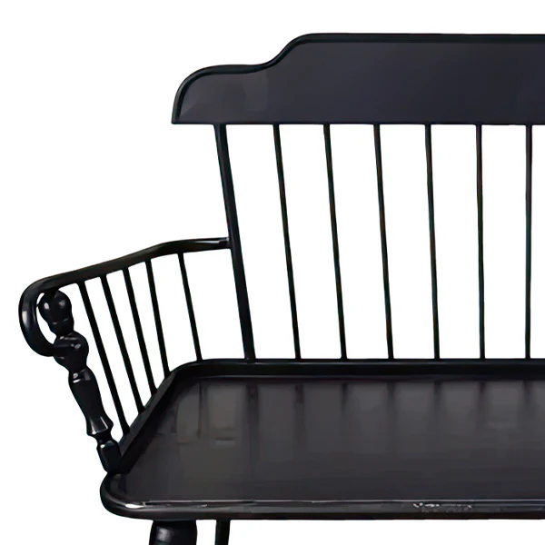 Modern Distressed Metal Black Garden Bench