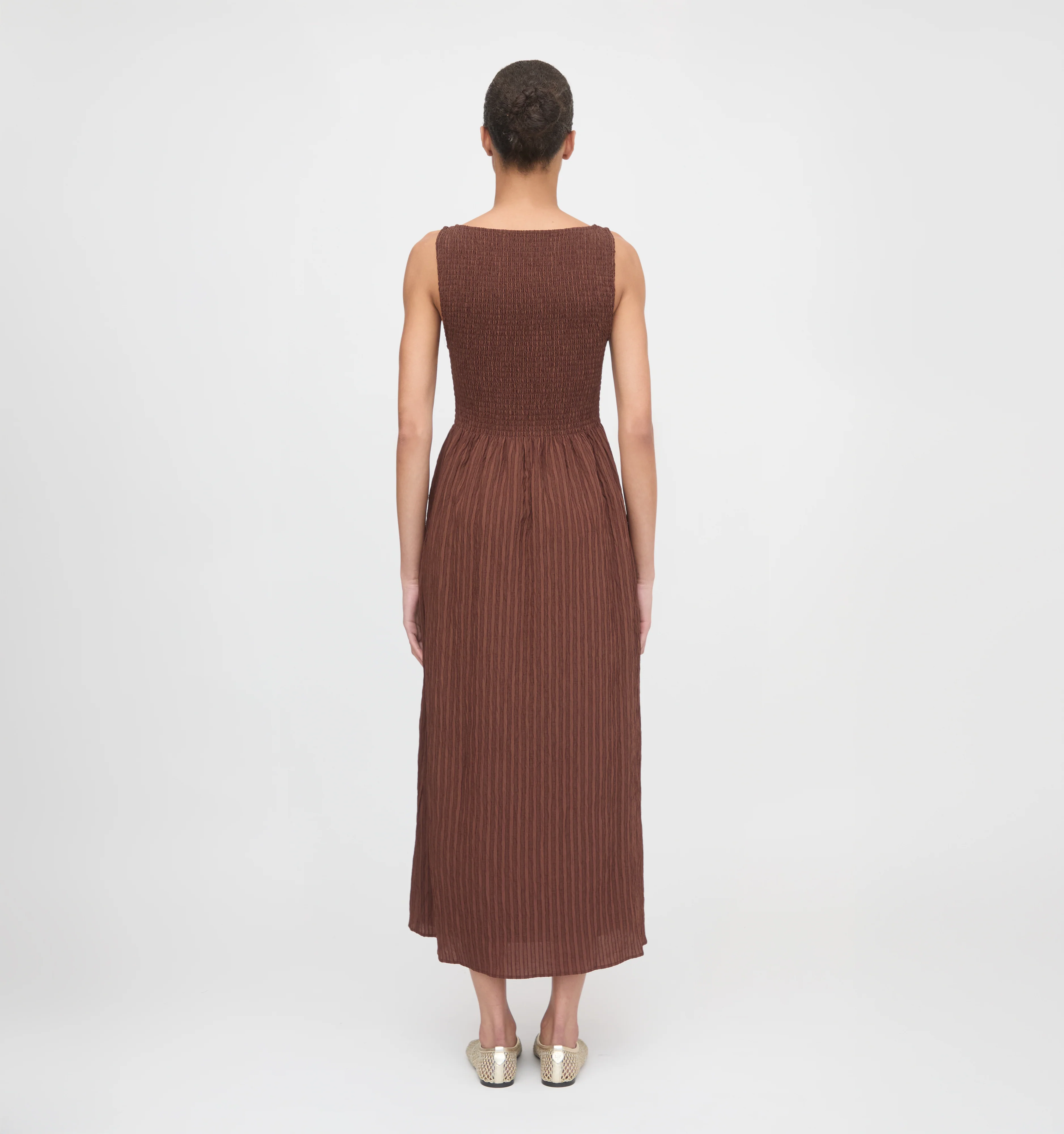 The Cosima Nap Dress - Chocolate Tonal Seersucker
