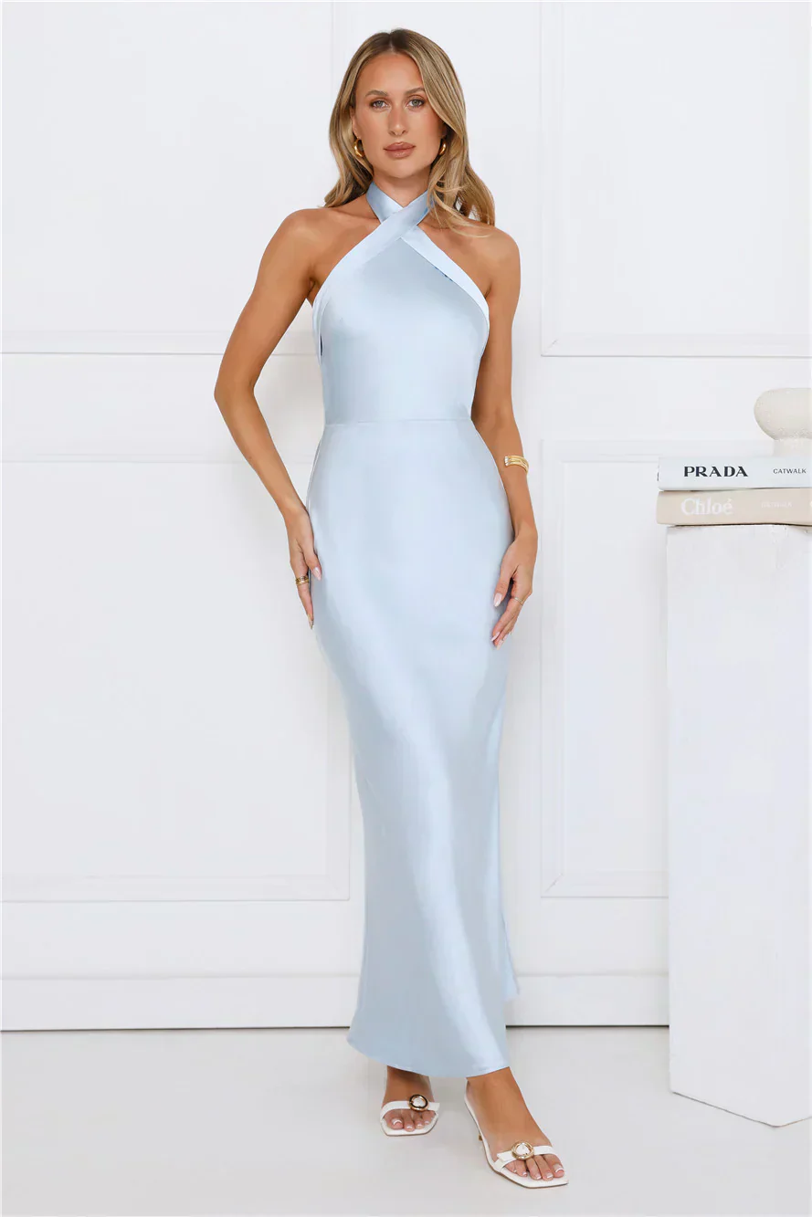Majestic Girl Halter Satin Maxi Dress