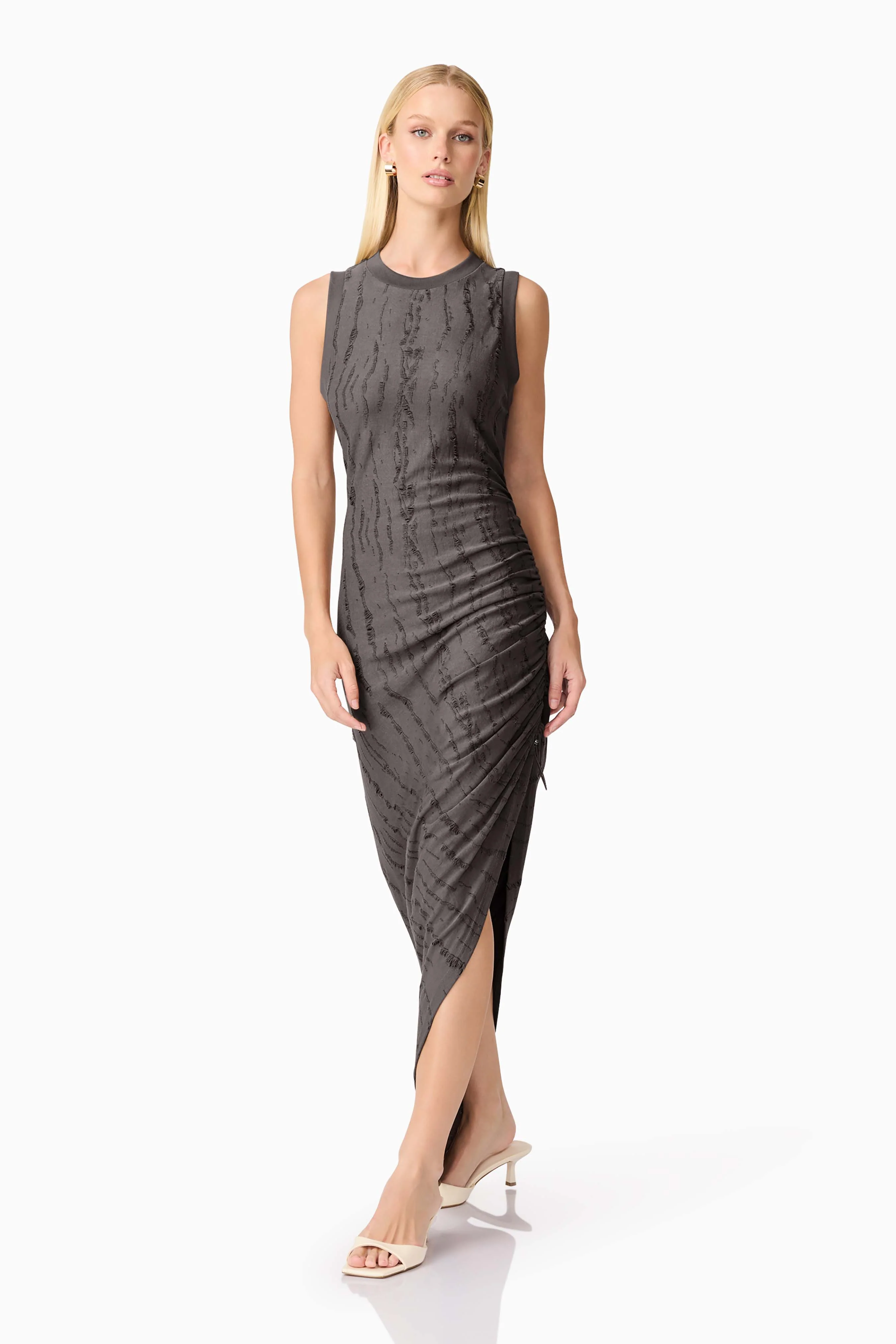 CURAAE Lavania Asymmetrical Midi Dress in Grey